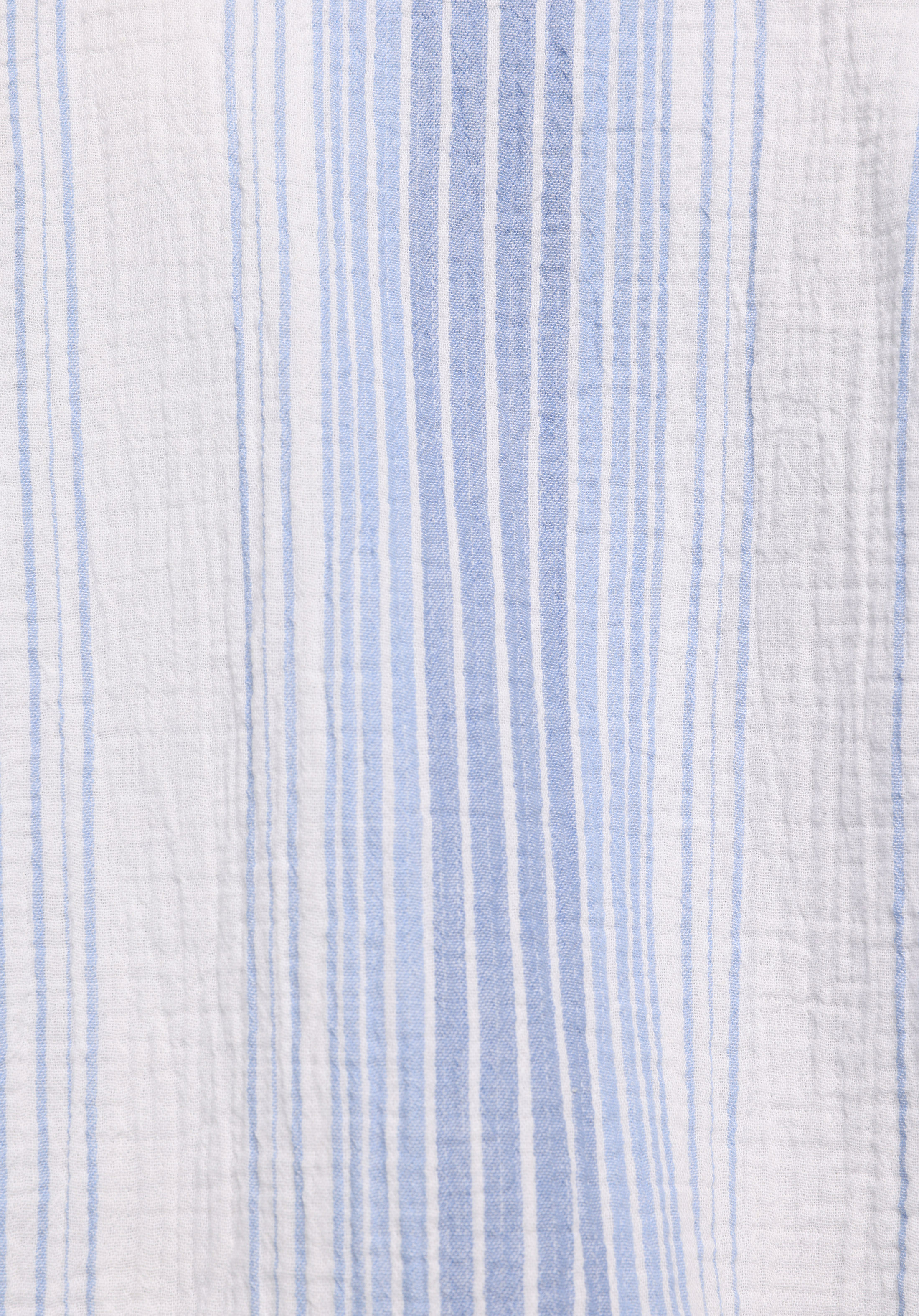 Oversize Shirt Neck Çizgili Kadın Mavi Uzun Kol Gömlek