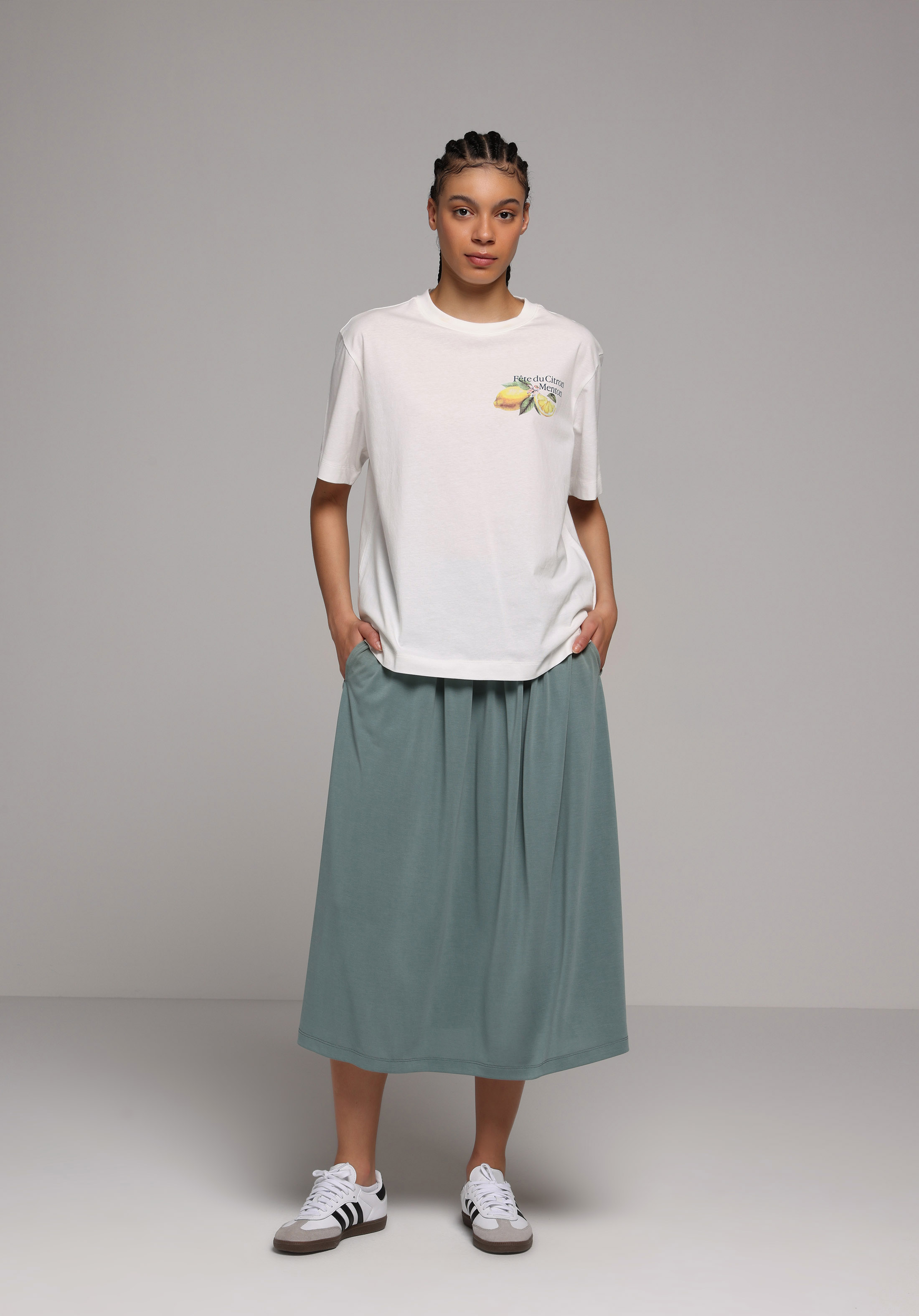 Regular Fit Düz  Kadın Yeşil Etek