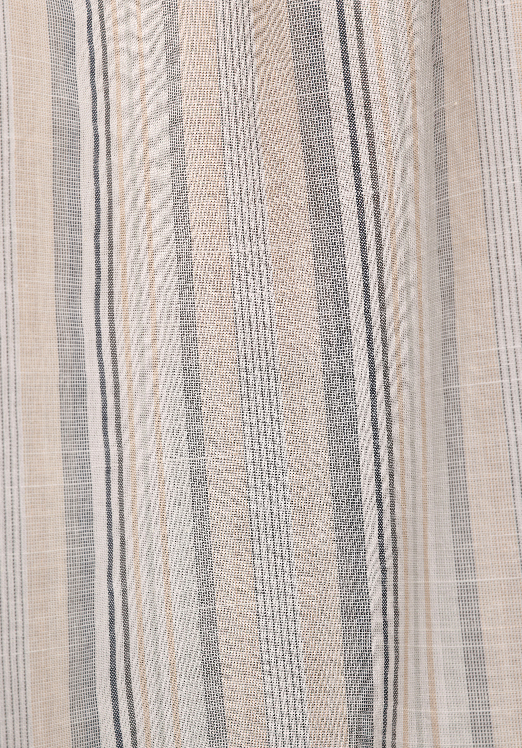 Fashion Fit Hakim Yaka Çizgili Kadın Bej Uzun Kol Gömlek