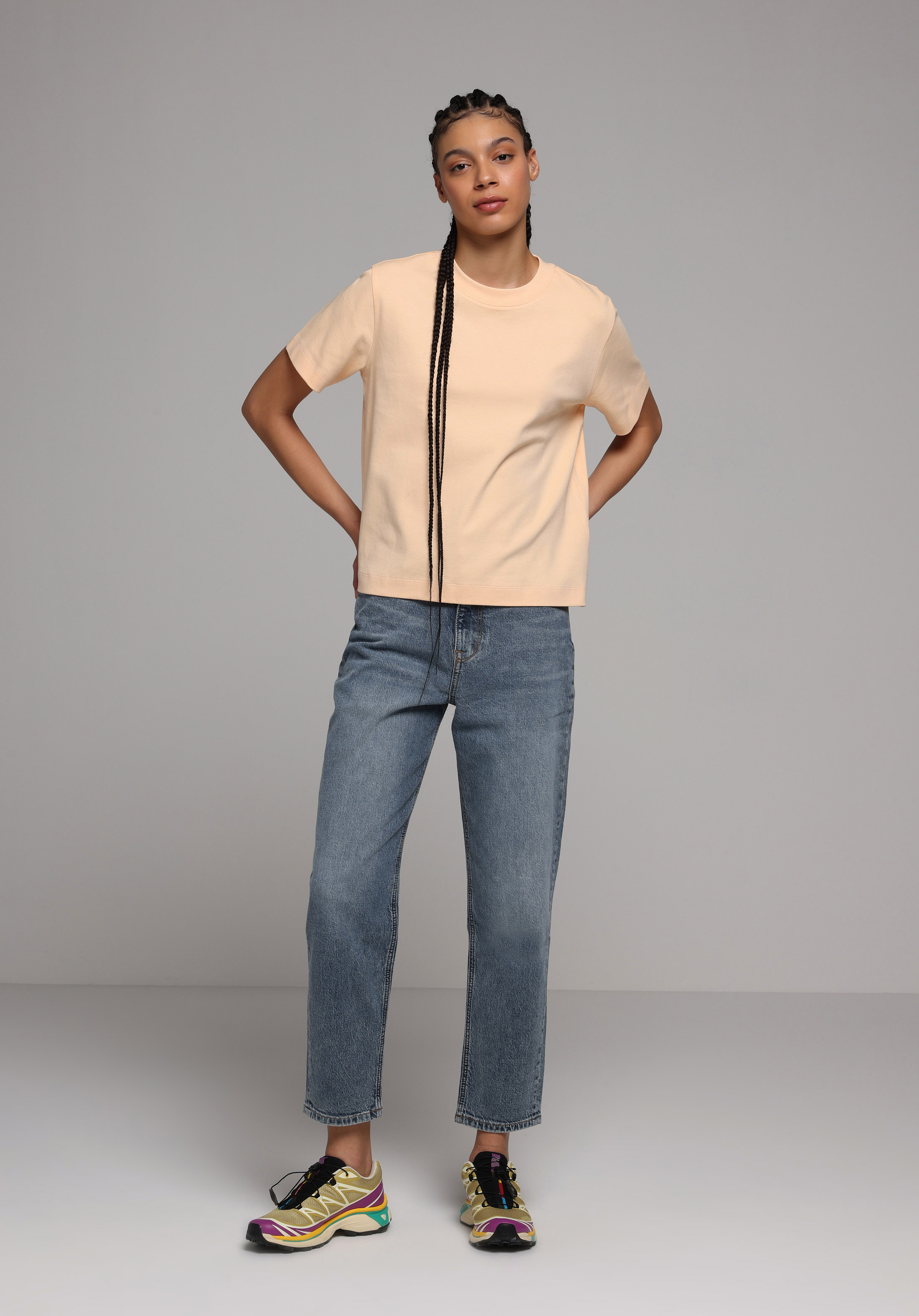 Mom Fit   Kadın Mid İndigo Denim Jean Pantolon