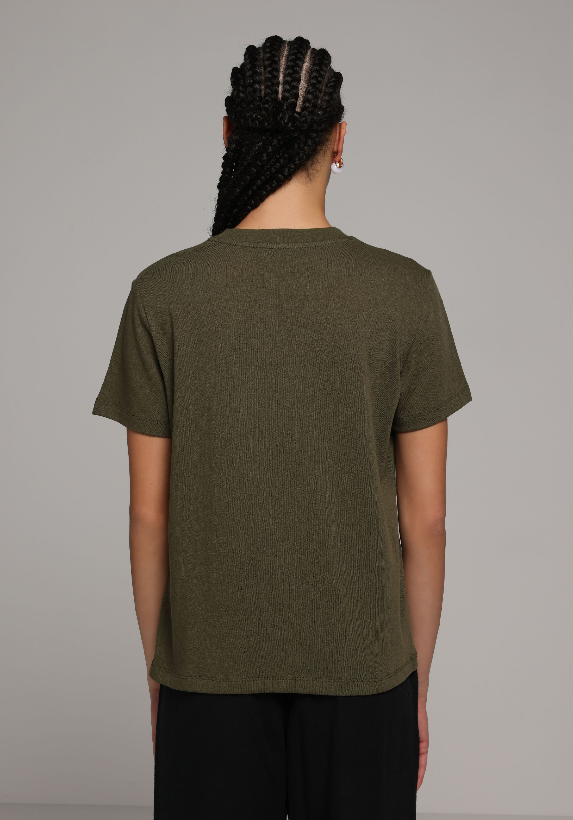 Regular Fit Yuvarlak Yaka Düz Kadın Yeşil Kısa Kol Tişört