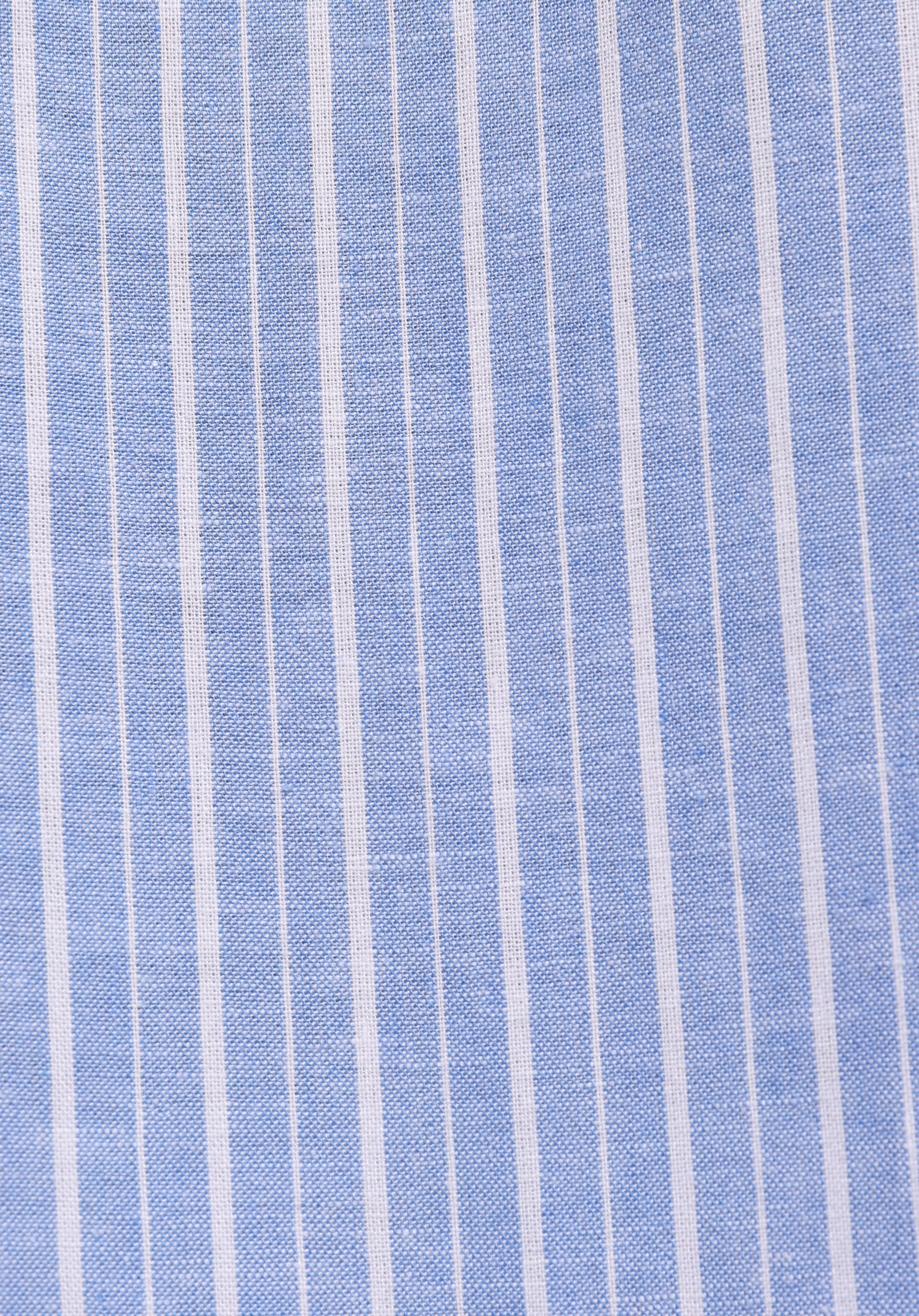 Fashion Fit Shirt Neck Çizgili Kadın Mavi Kısa Kol Gömlek