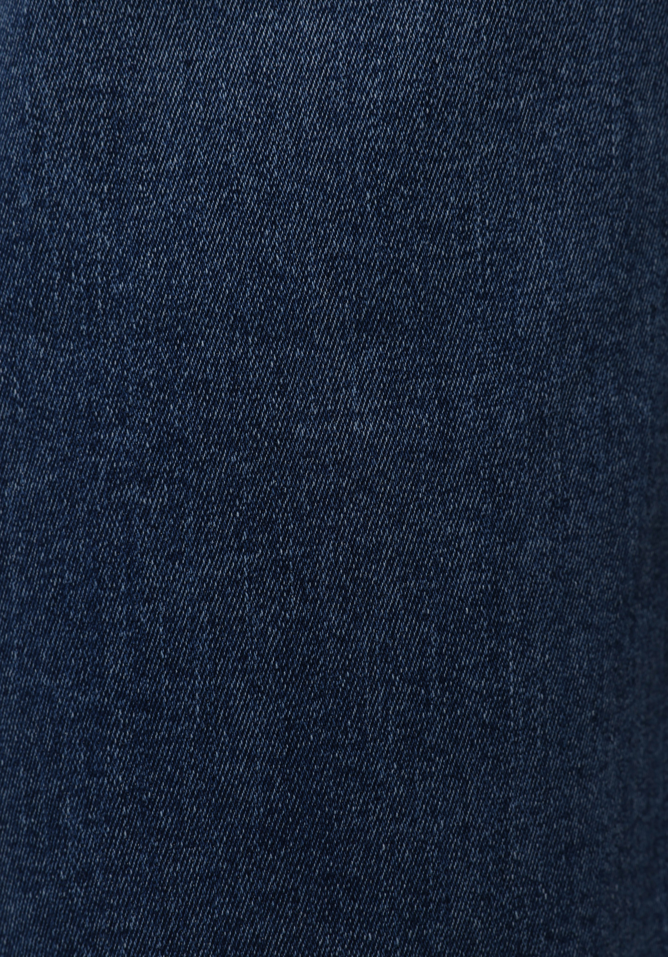 Slim Fit Yüksel Bel Düz Kadın Mid İndigo Denim Jean Şort