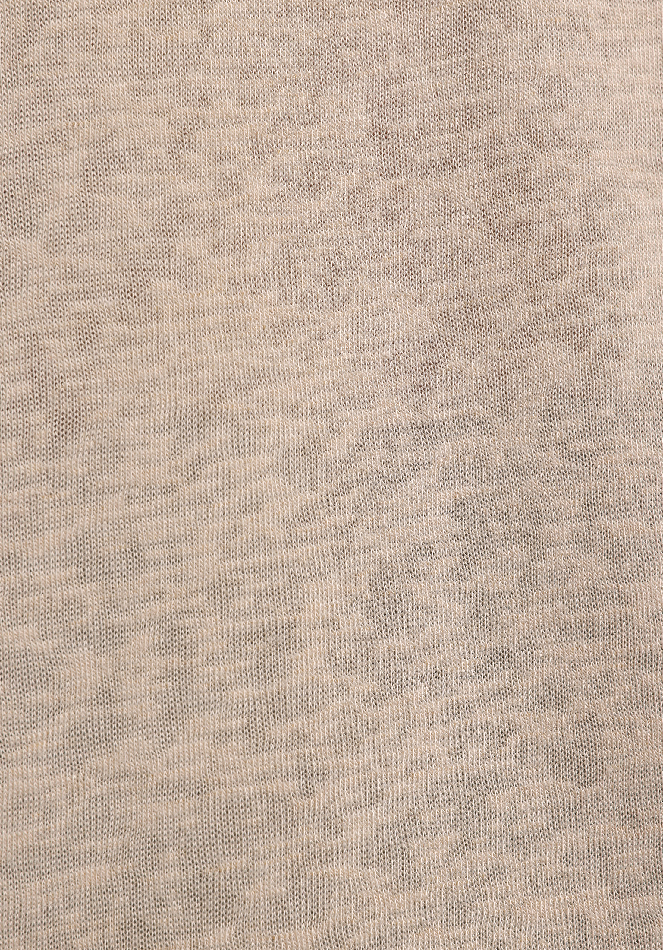 Regular Fit V Yaka Düz Kadın Bej Kısa Kol Tişört