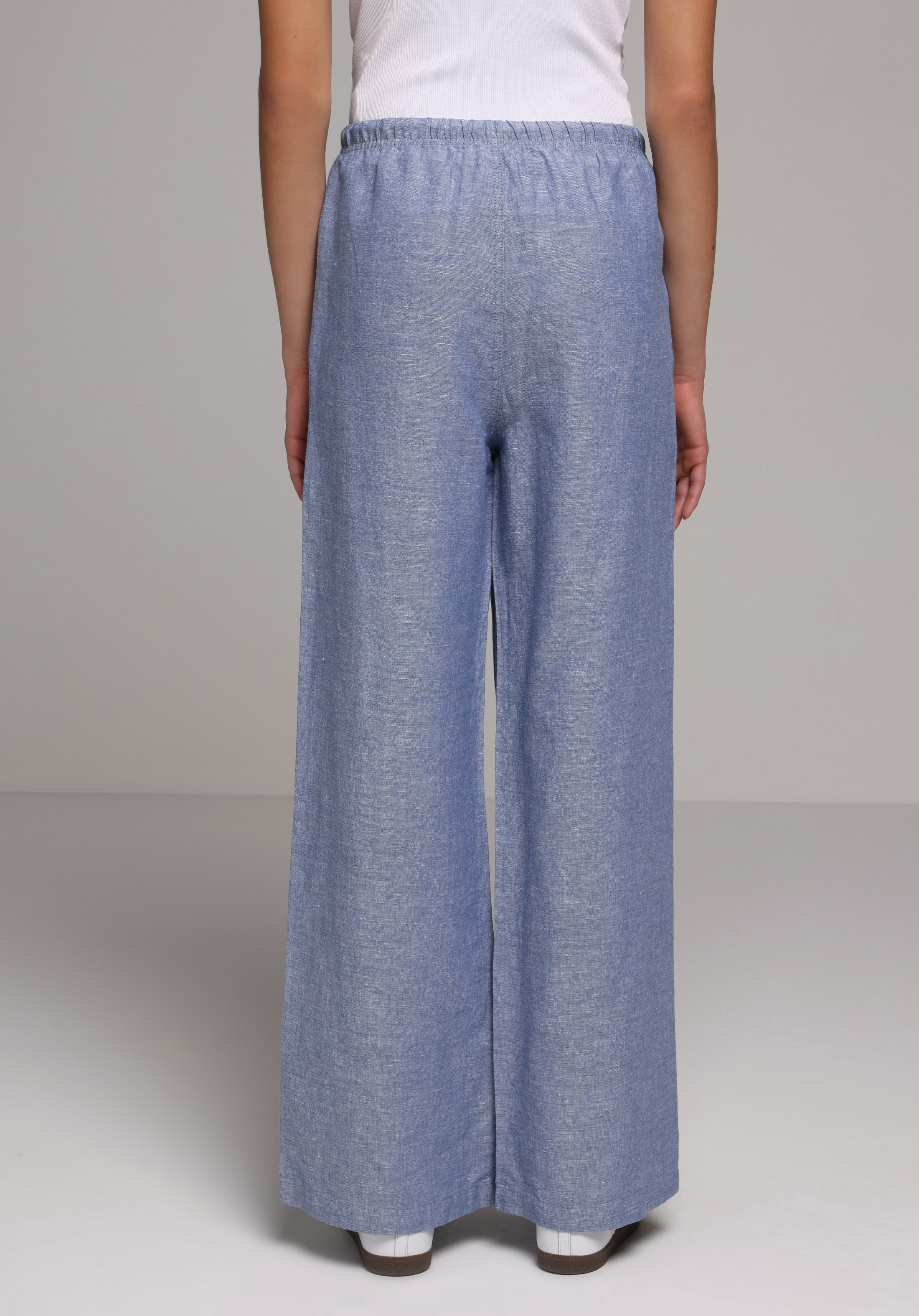 Regular Fit Yüksel Bel Geniş Paça Kadın İndigo  Pantolon