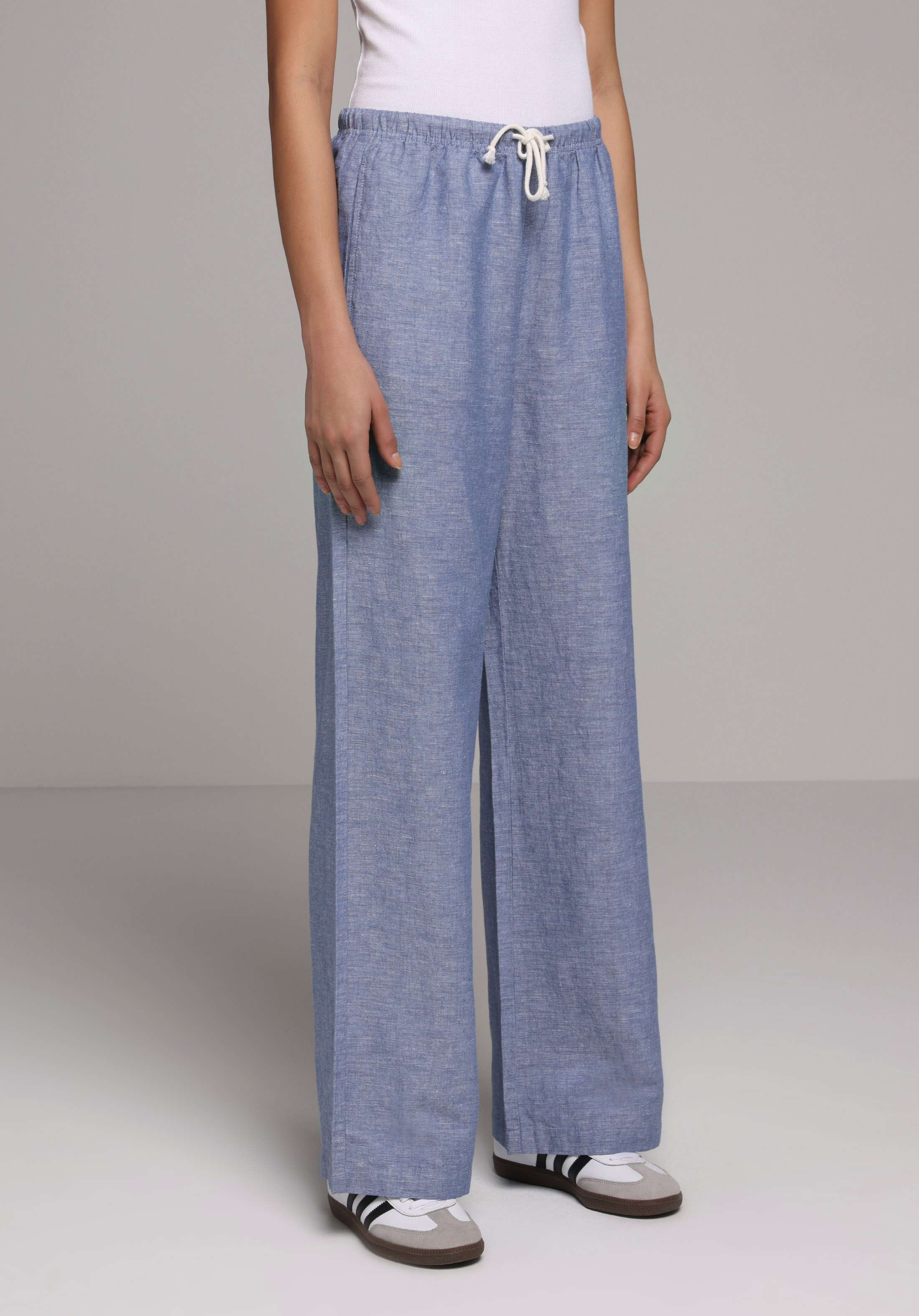 Regular Fit Yüksel Bel Geniş Paça Kadın İndigo  Pantolon