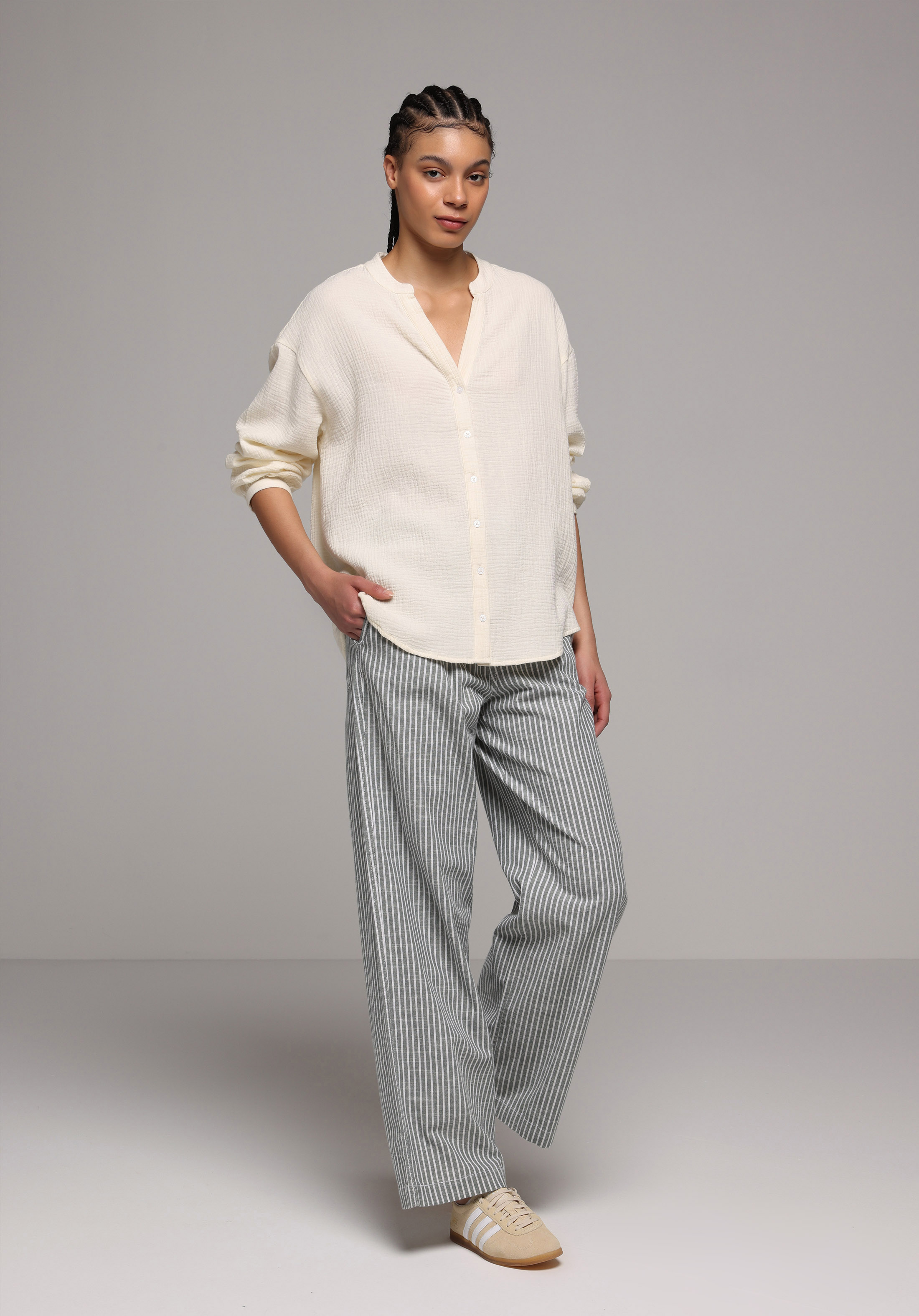 Regular Fit Yüksel Bel Geniş Paça Kadın Yeşil  Pantolon