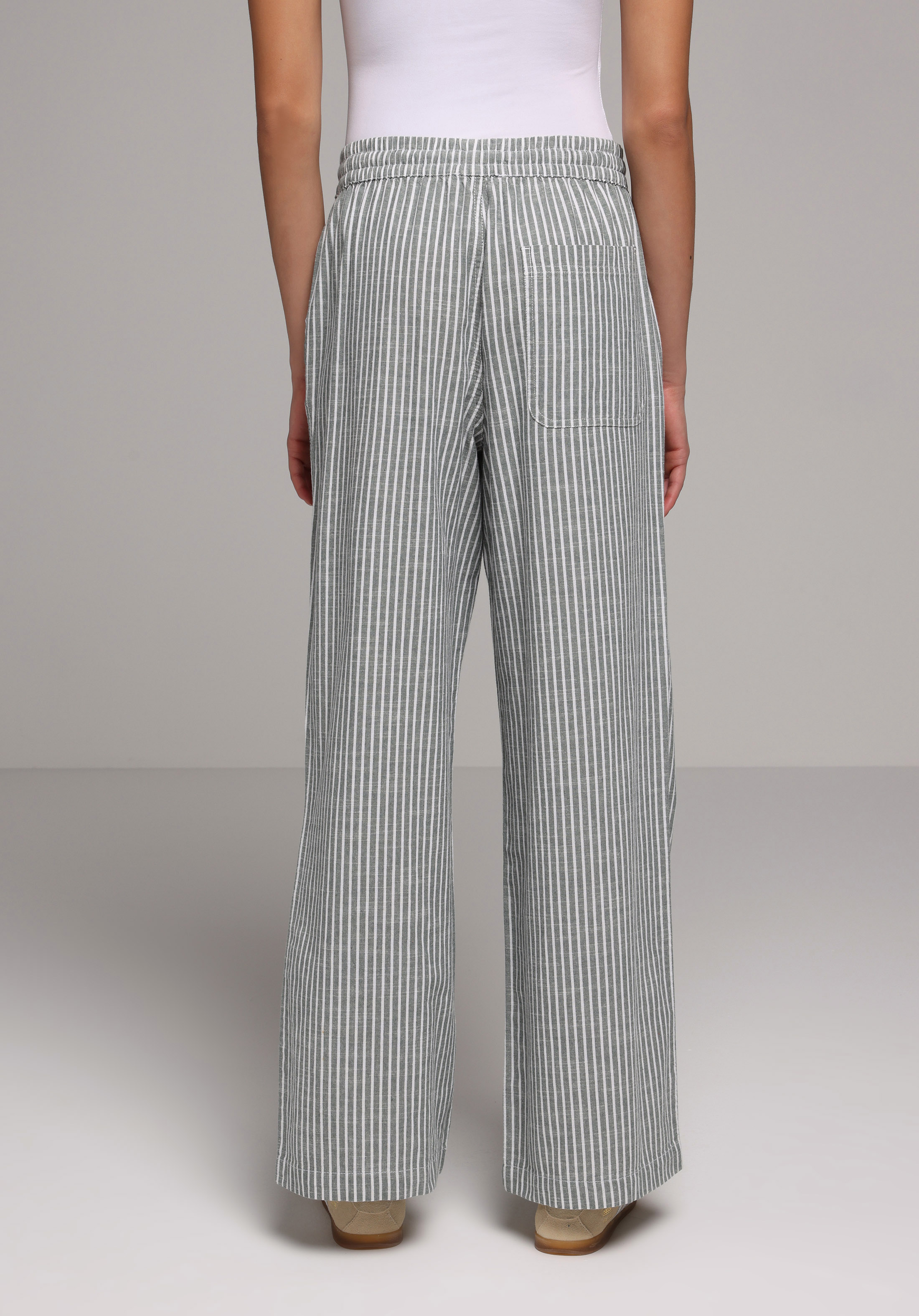 Regular Fit Yüksel Bel Geniş Paça Kadın Yeşil  Pantolon