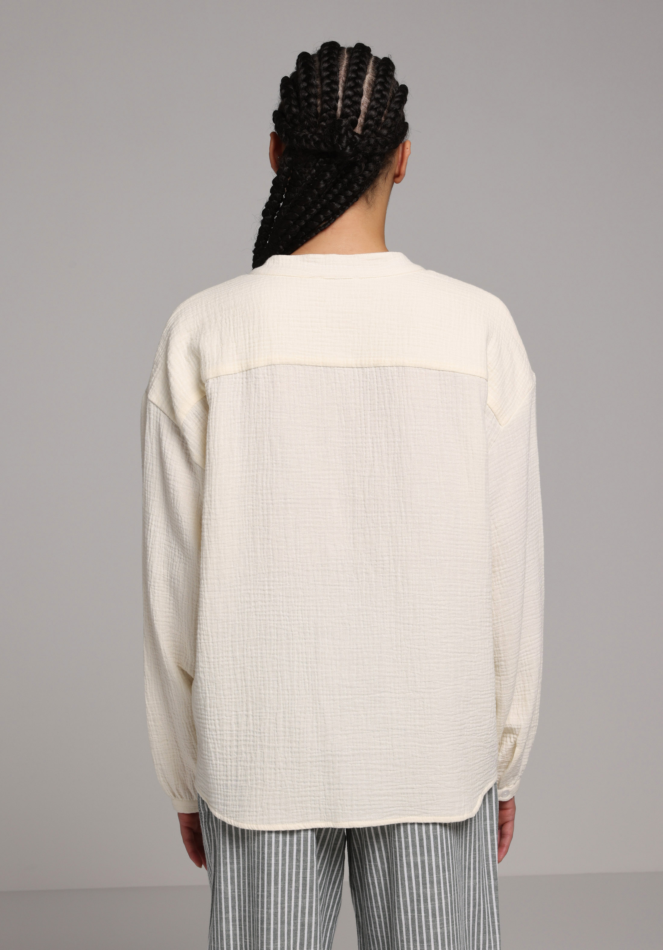 Fashion Fit Yuvarlak Yaka Düz Kadın Sari Uzun Kol Gömlek