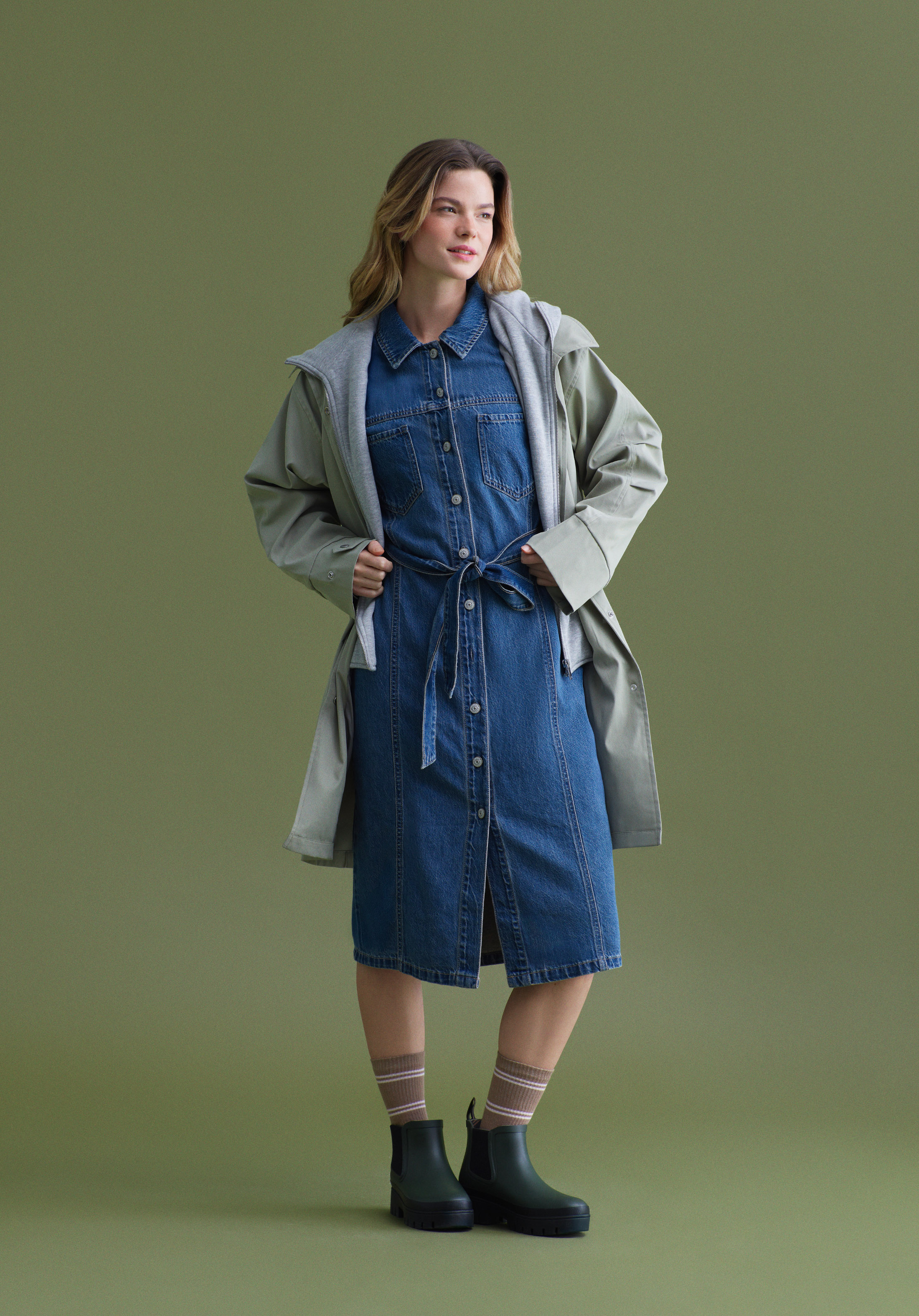 Slim Fit Düz Kadın Mavi Uzun Kol Elbise