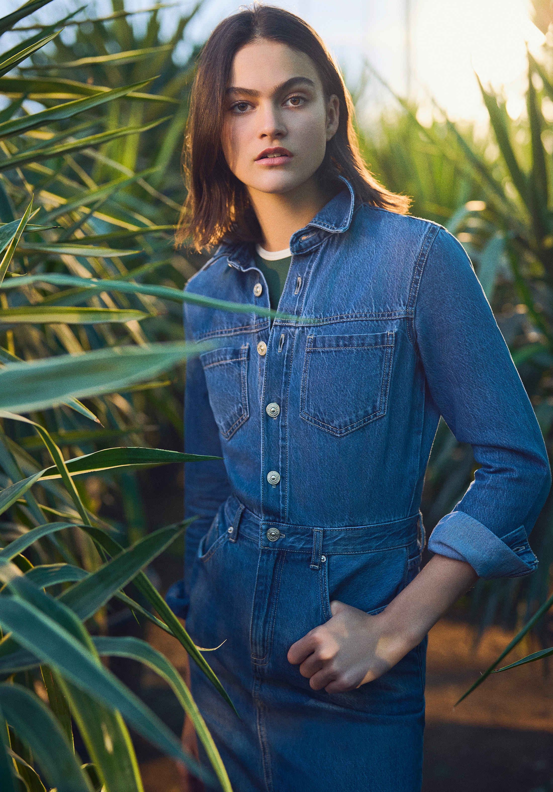 Slim Fit Düz Kadın Mavi Uzun Kol Elbise