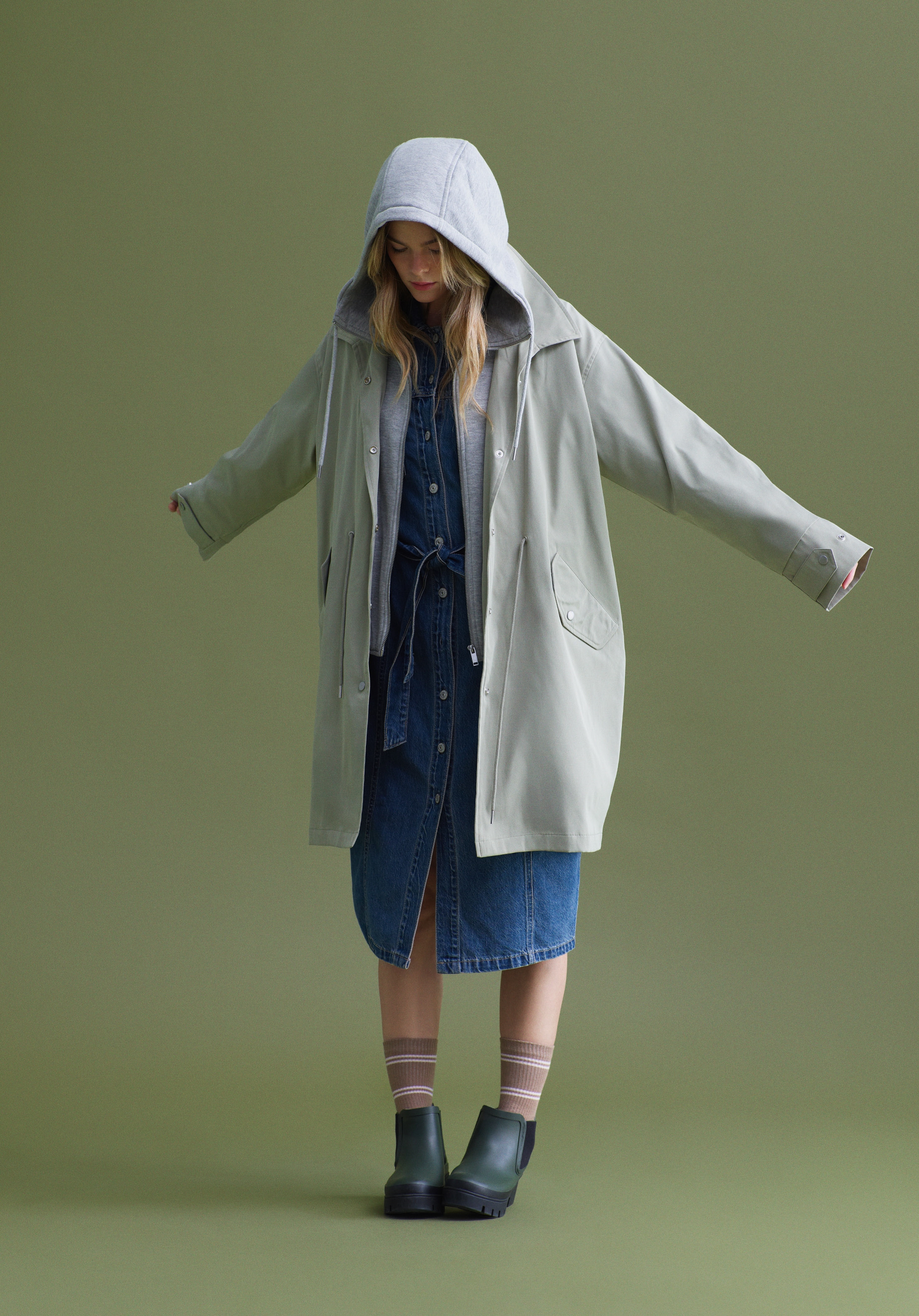 Regular Fit     Kadın Yeşil Yağmurluk