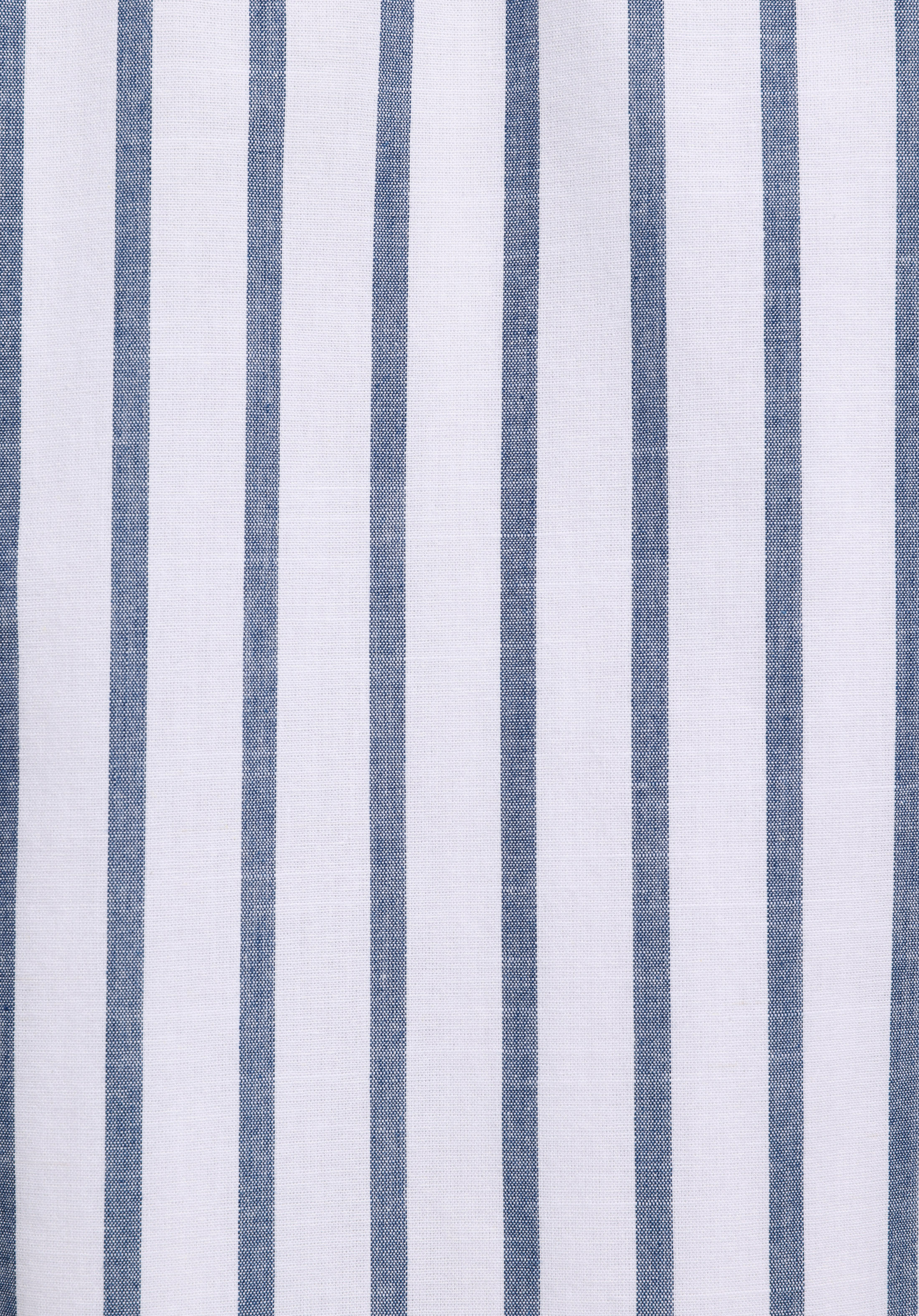 Regular Fit Shirt Neck Çizgili Erkek Mavi Uzun Kol Gömlek