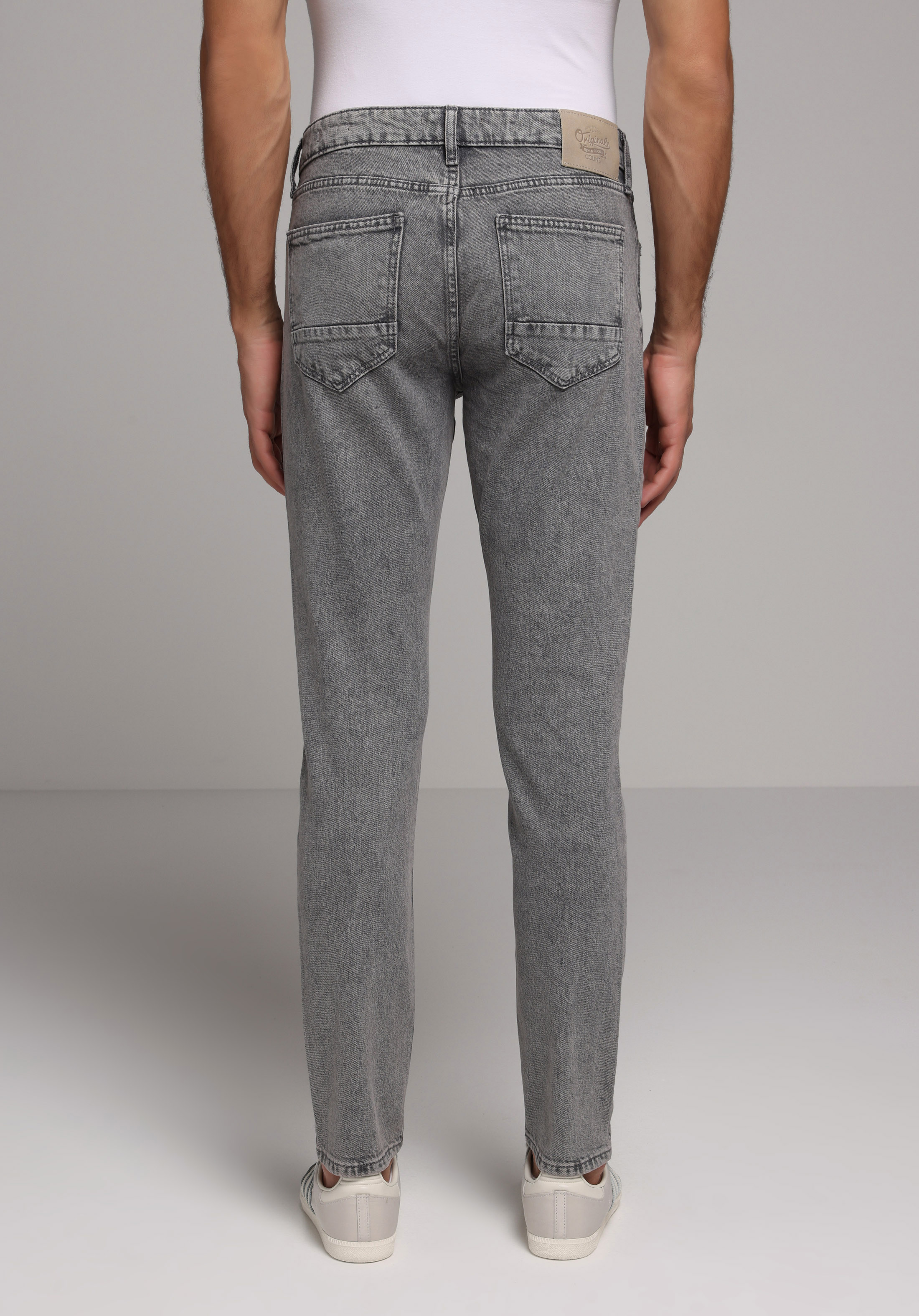 Slim Fit   Erkek Grey Denim Jean Pantolon