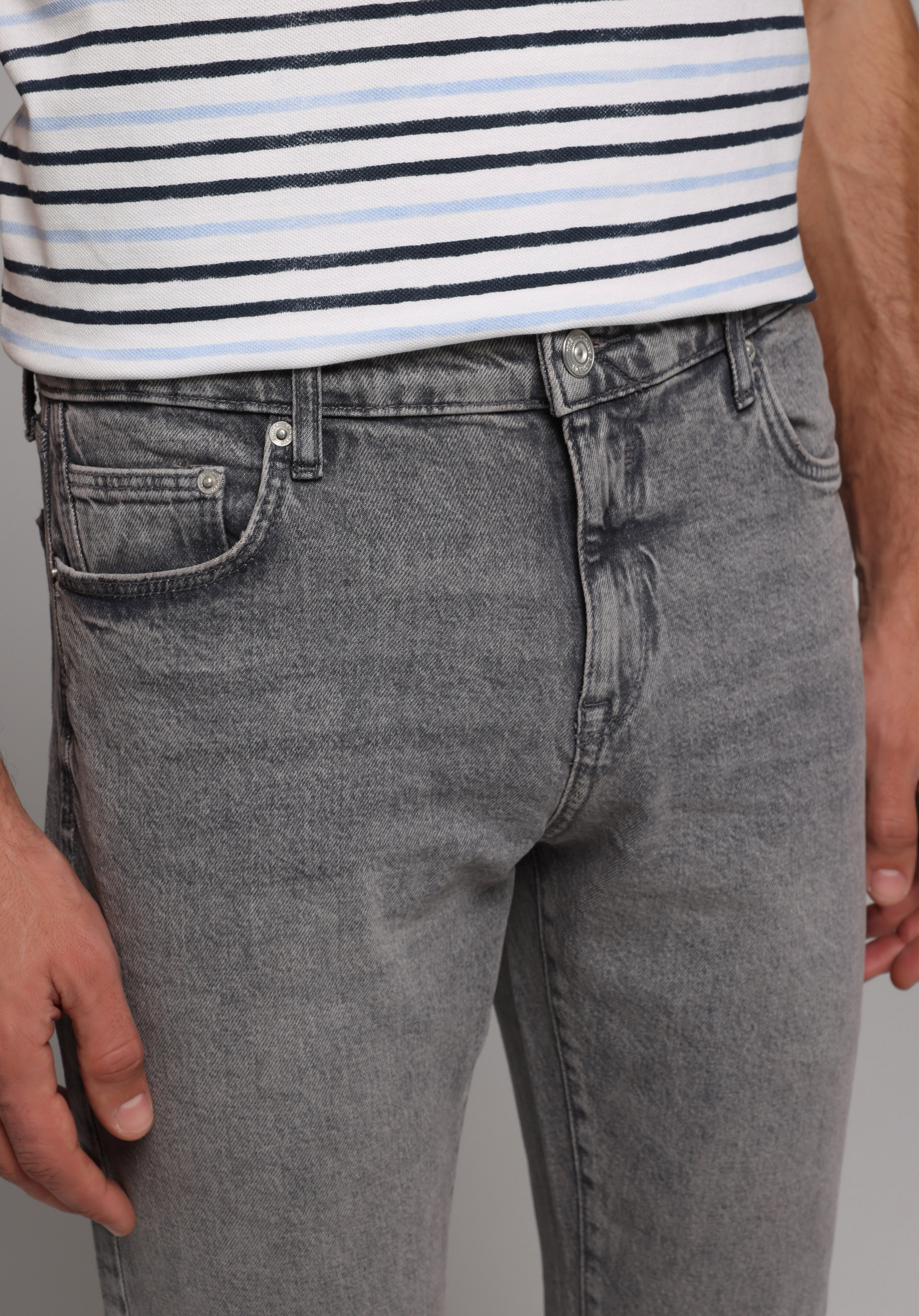 Slim Fit   Erkek Grey Denim Jean Pantolon