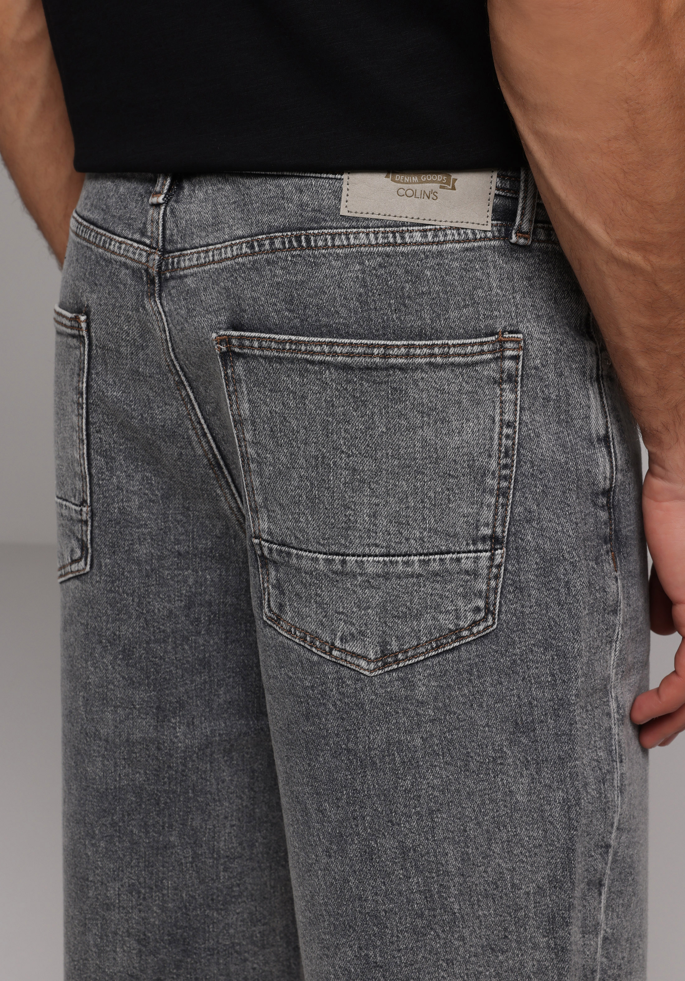 Loose Fit Orta Bel Düz Erkek Black Denim Jean Şort