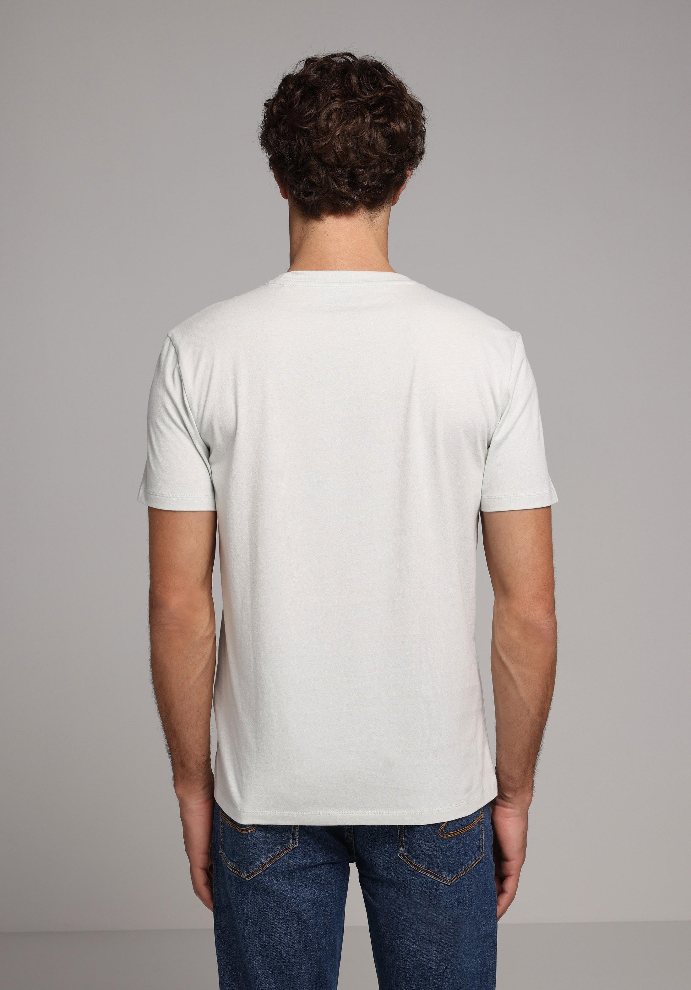 Regular Fit Yuvarlak Yaka Düz Erkek Turkuaz Kısa Kol Tişört