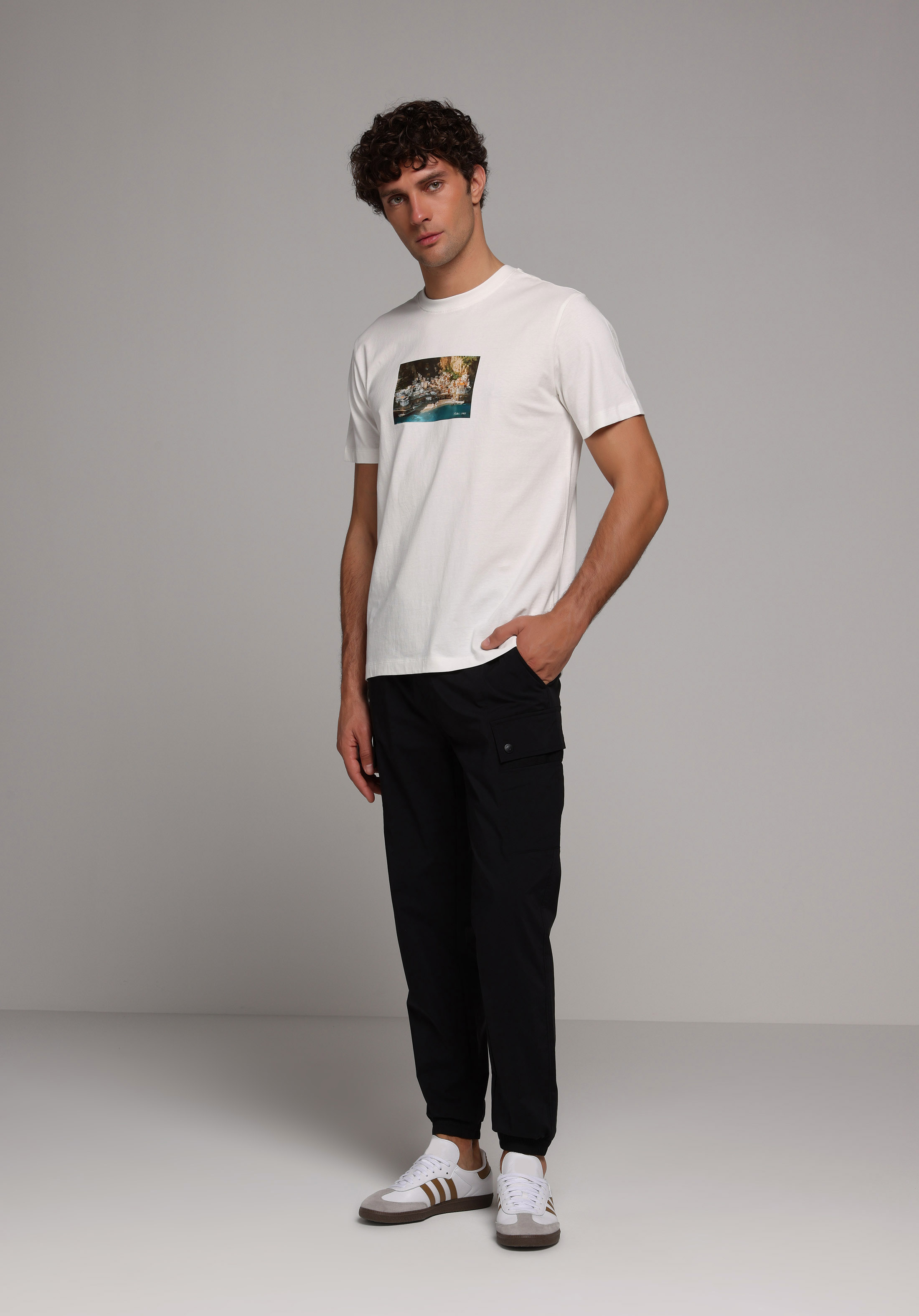 Slim Fit Orta Bel Lastikli Paça Erkek Siyah  Pantolon