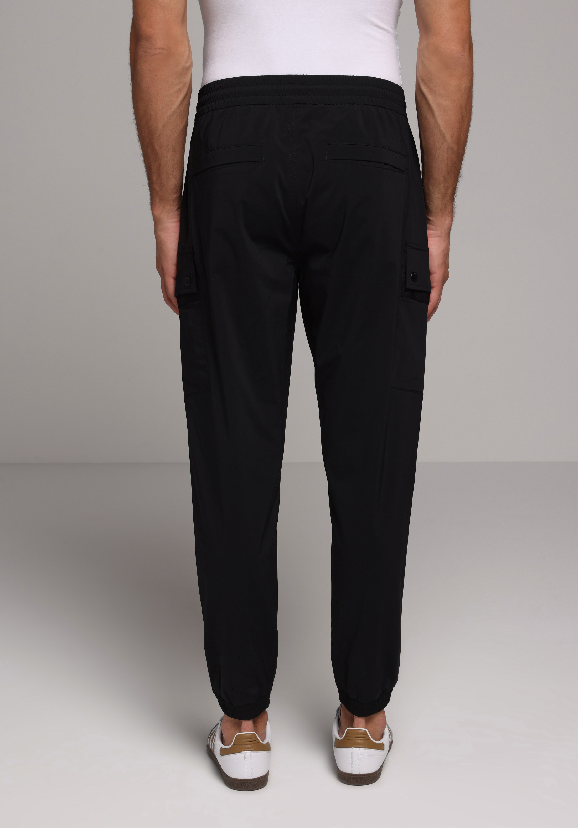 Slim Fit Orta Bel Lastikli Paça Erkek Siyah  Pantolon