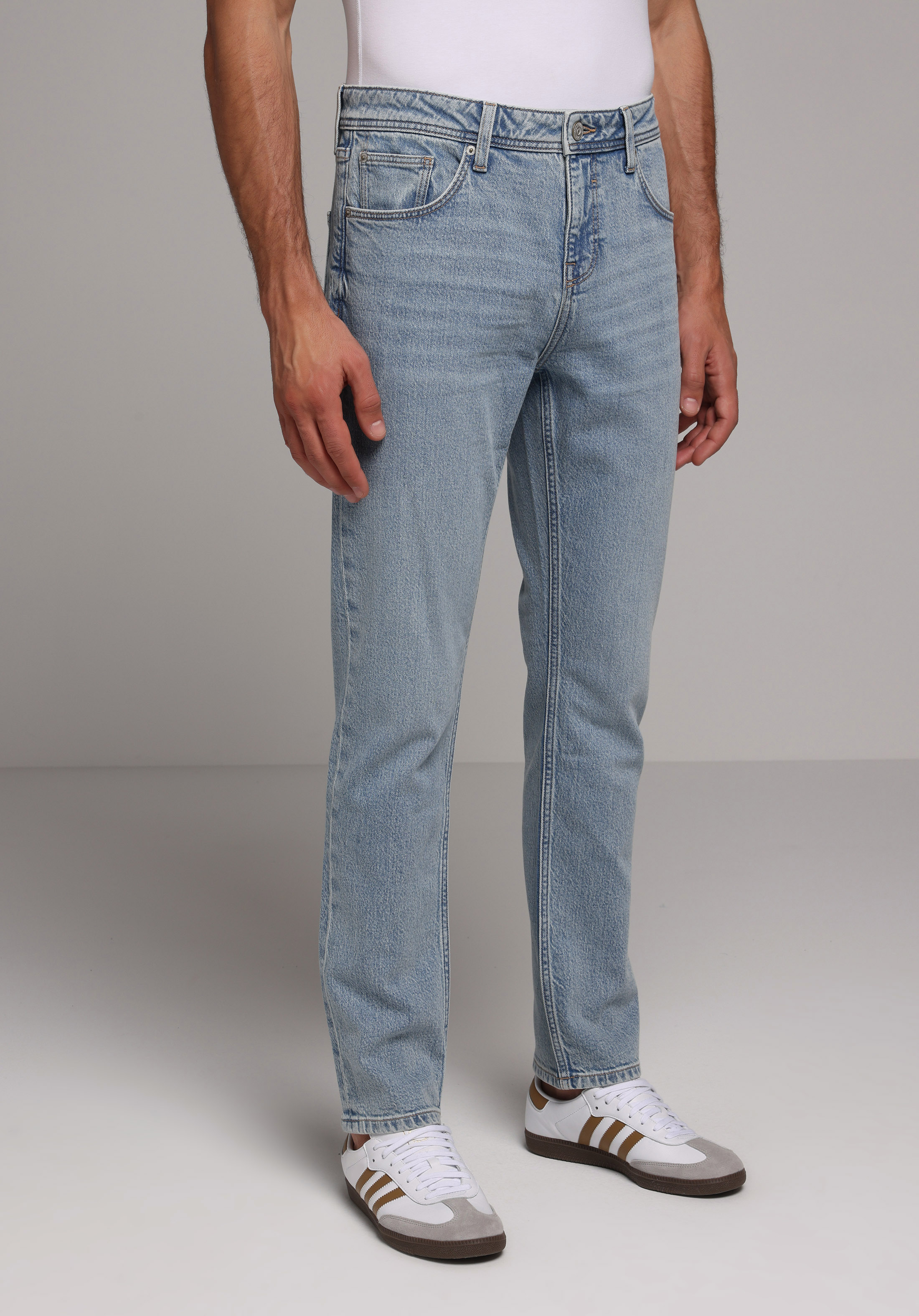Straight Fit   Erkek Light İndigo Denim Jean Pantolon