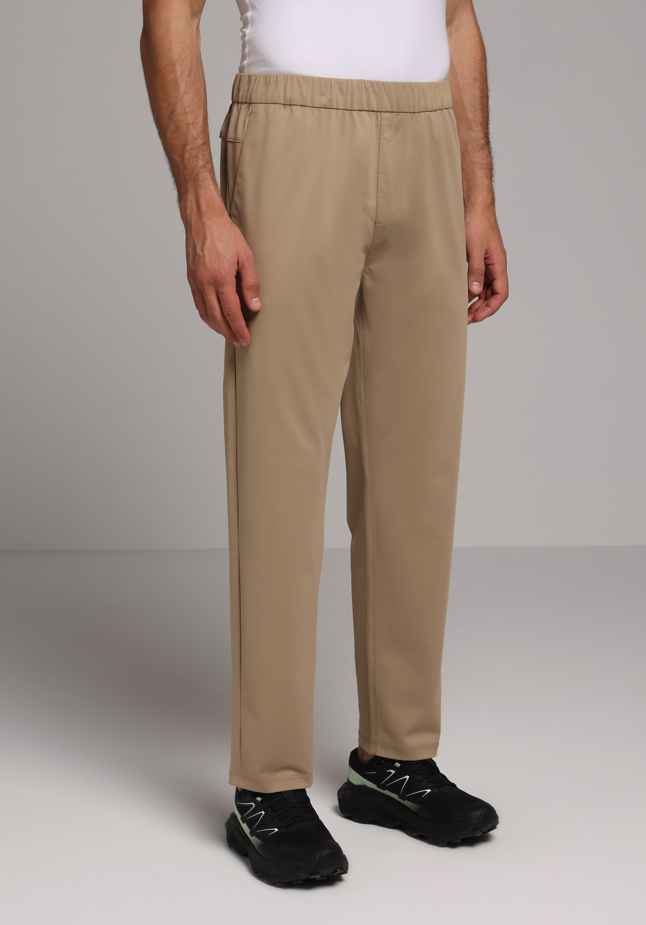 Regular Fit Orta Bel Düz Erkek Bej Eşofman Altı