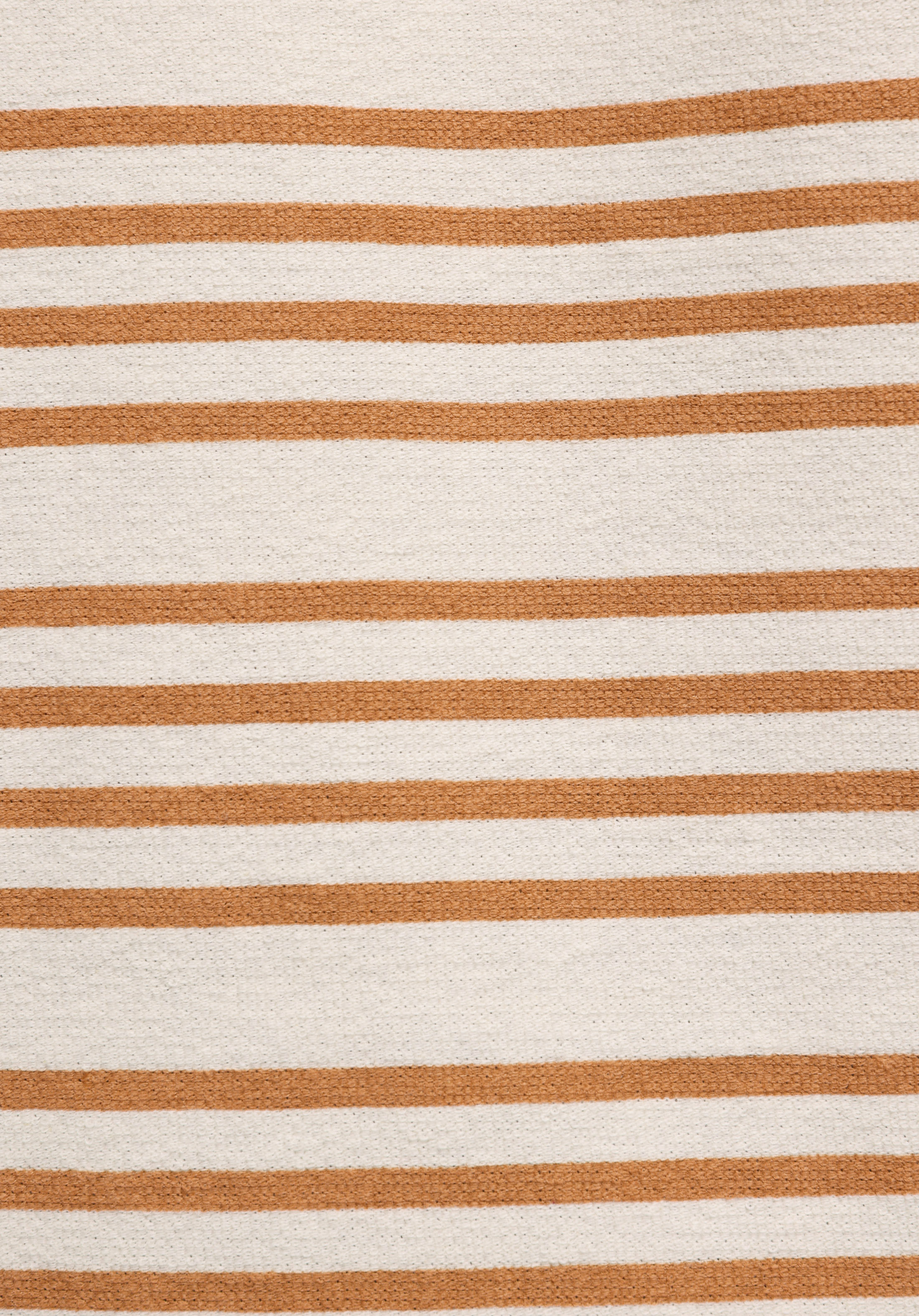 Regular Fit Yuvarlak Yaka Çizgili Erkek Kahverengi Kısa Kol Tişört