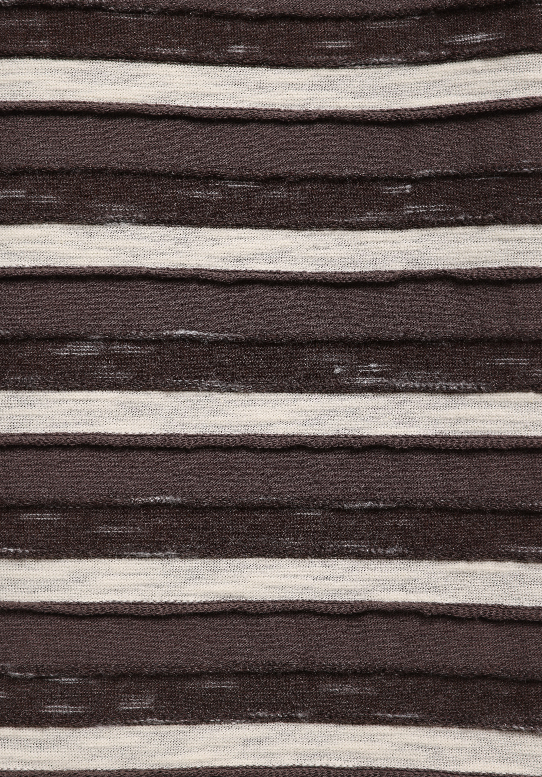 Comfort Fit Yuvarlak Yaka Çizgili Erkek Kahverengi Kısa Kol Tişört