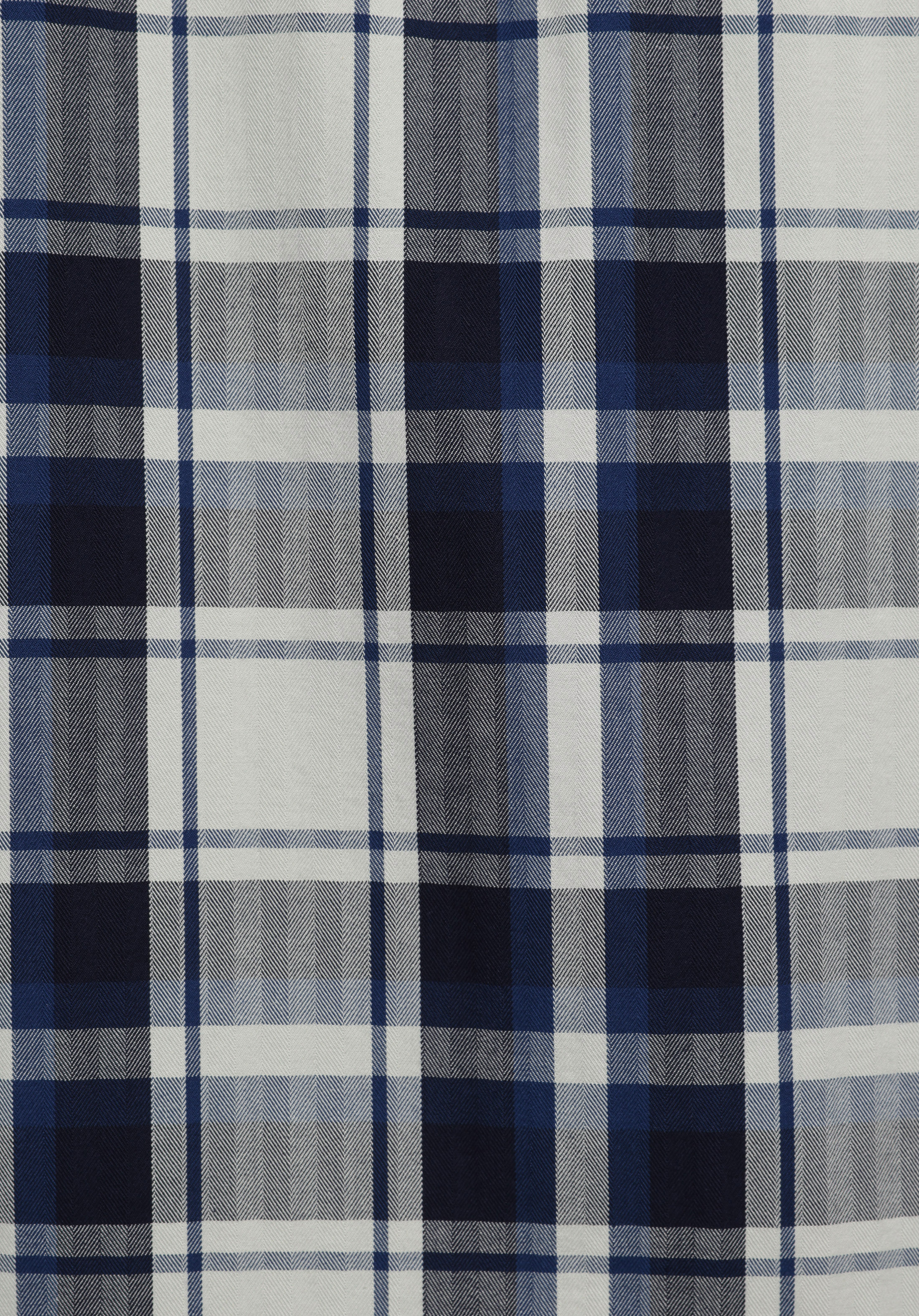 Regular Fit Shirt Neck Ekoseli Erkek Lacivert Uzun Kol Gömlek