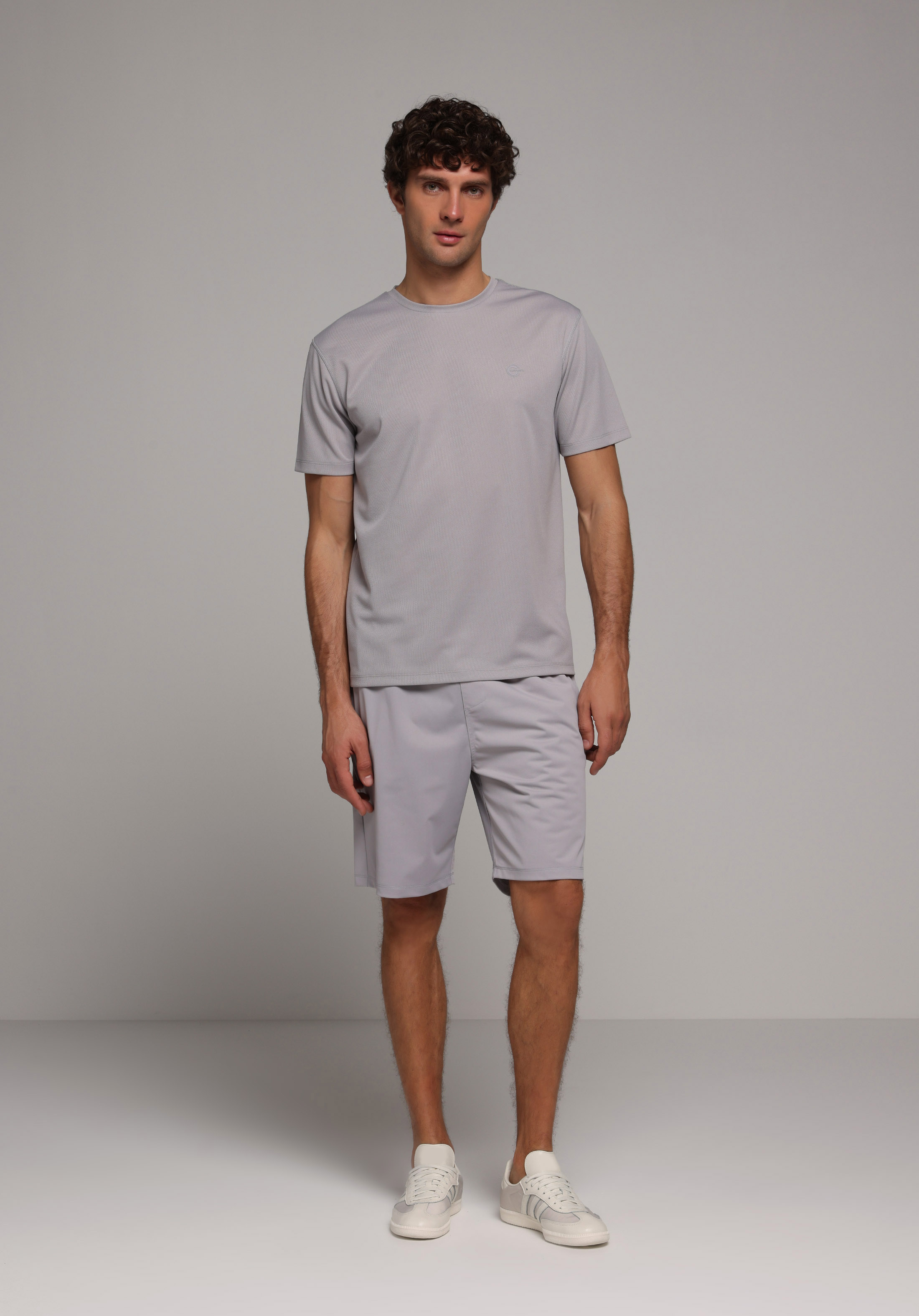 Regular Fit Yuvarlak Yaka Düz Erkek Gri Kısa Kol Tişört