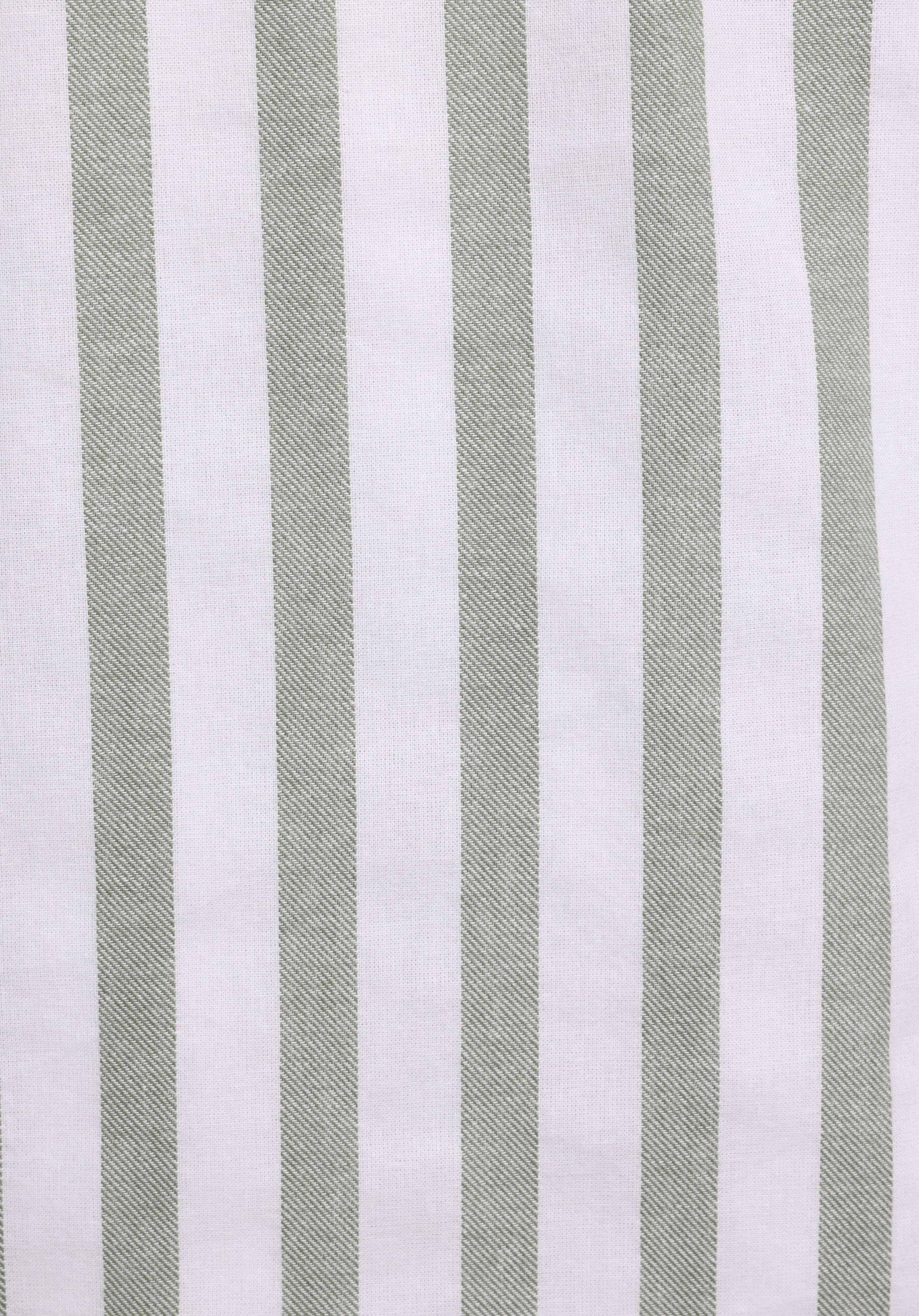 Regular Fit Shirt Neck Çizgili Erkek Yeşil Uzun Kol Gömlek