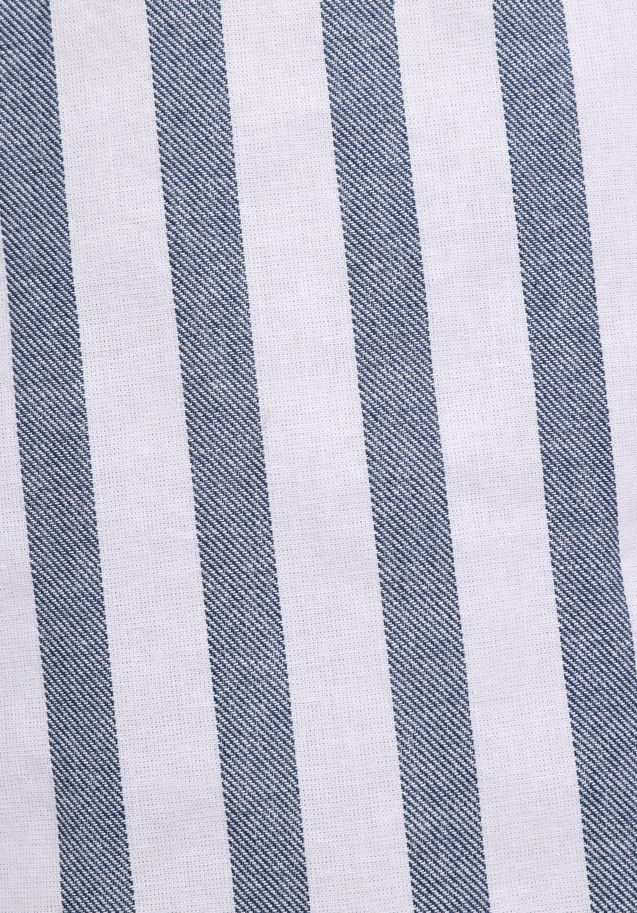 Regular Fit Shirt Neck Çizgili Erkek Mavi Uzun Kol Gömlek