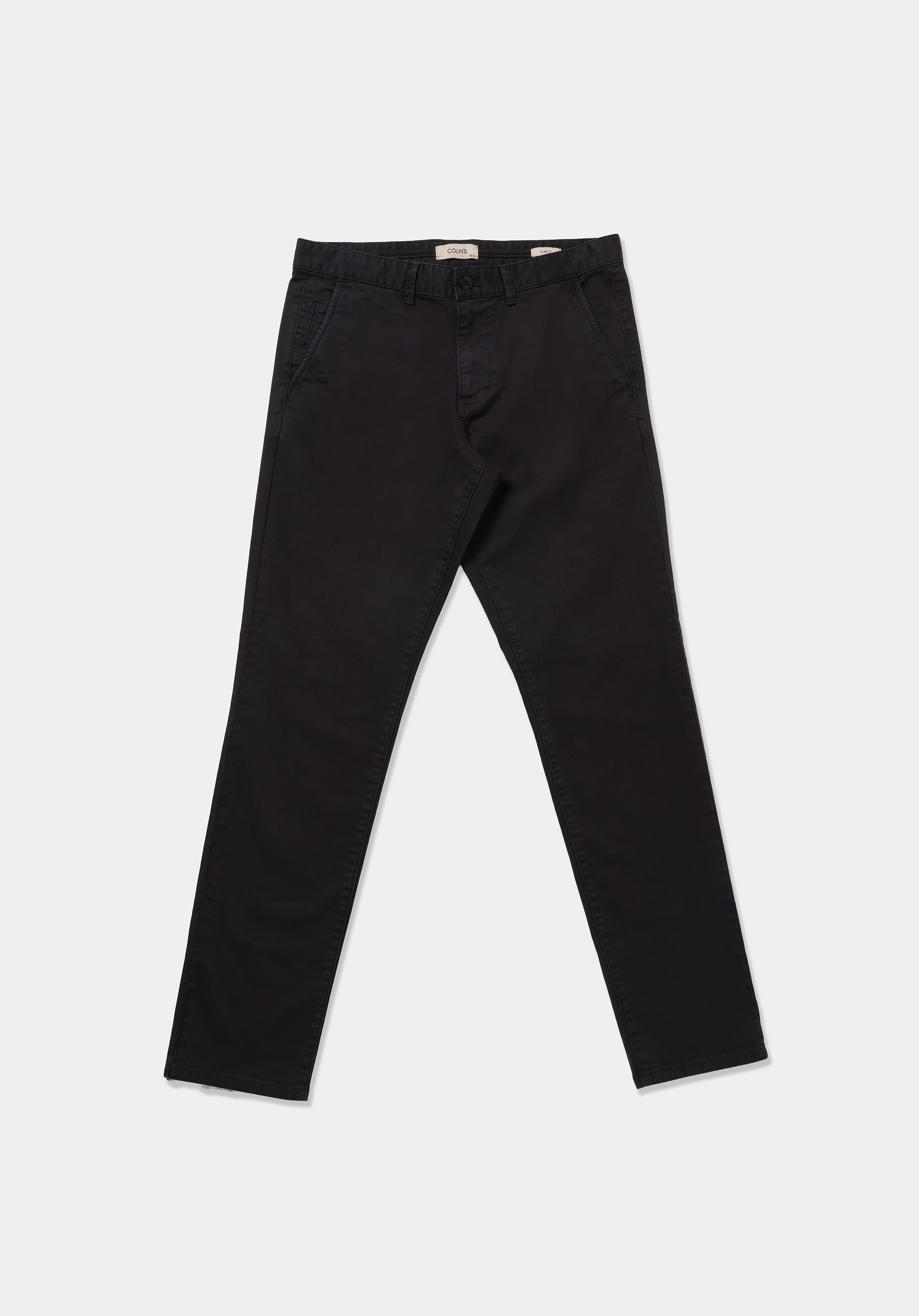 Slim Fit Orta Bel Düz Paça Erkek Gri Düğmeli Pantolon