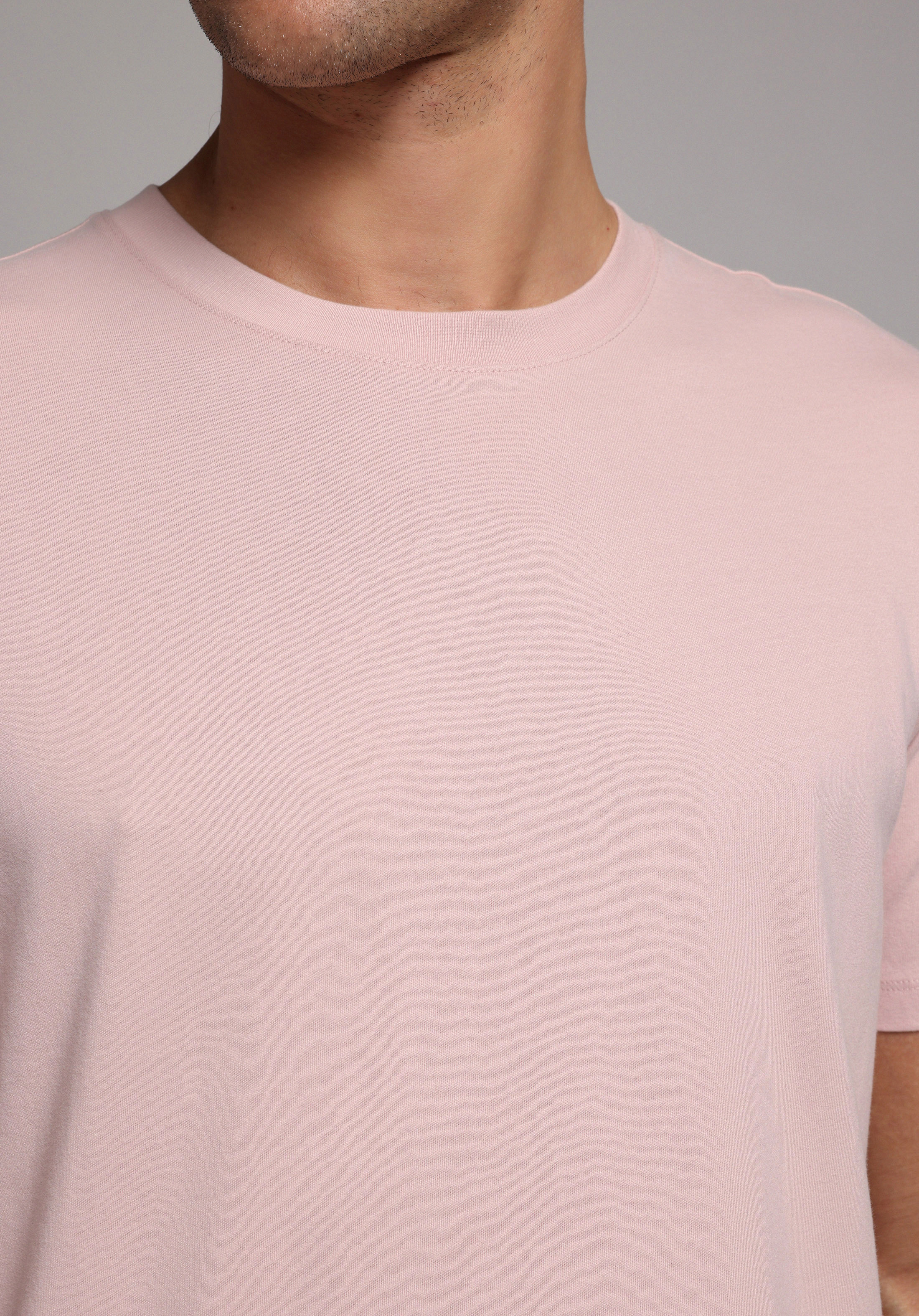 Regular Fit Yuvarlak Yaka Düz Erkek Pembe Kısa Kol Tişört