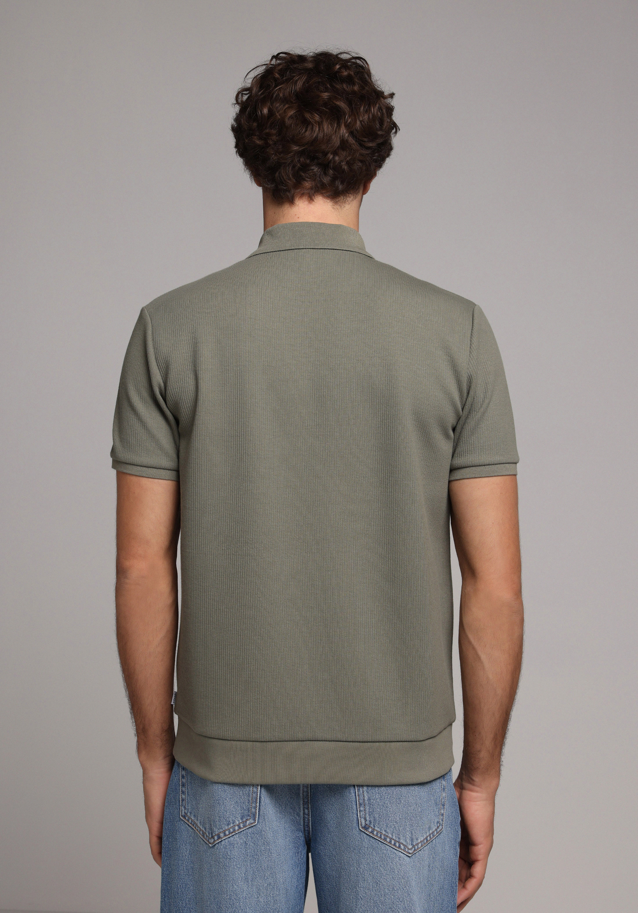 Regular Fit Polo Yaka Düz Erkek Yeşil Kısa Kol Tişört