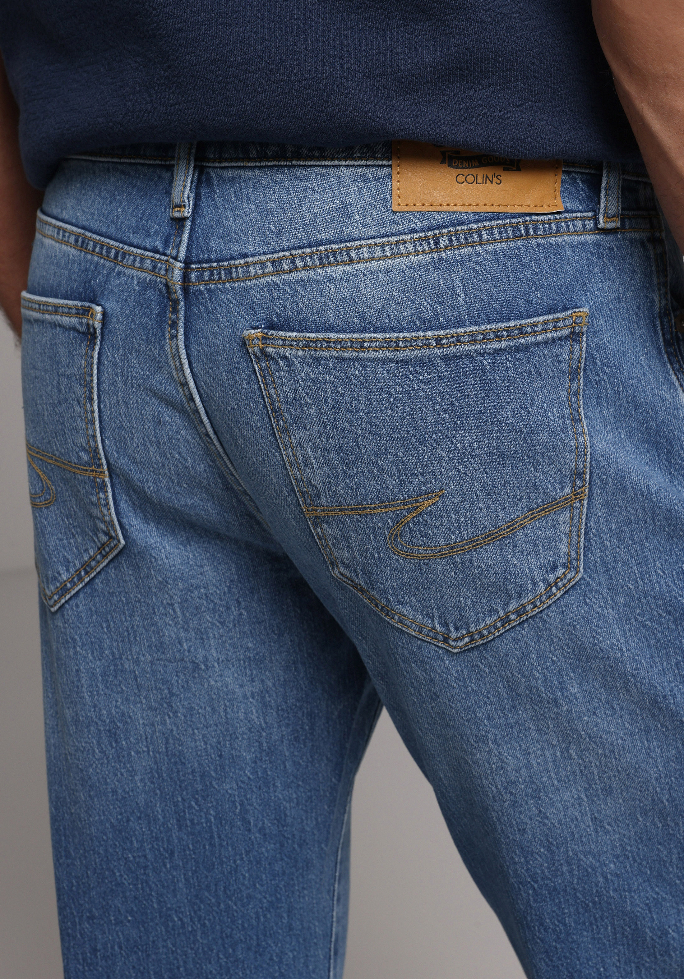 Slim Fit   Erkek Mid İndigo Denim Jean Pantolon