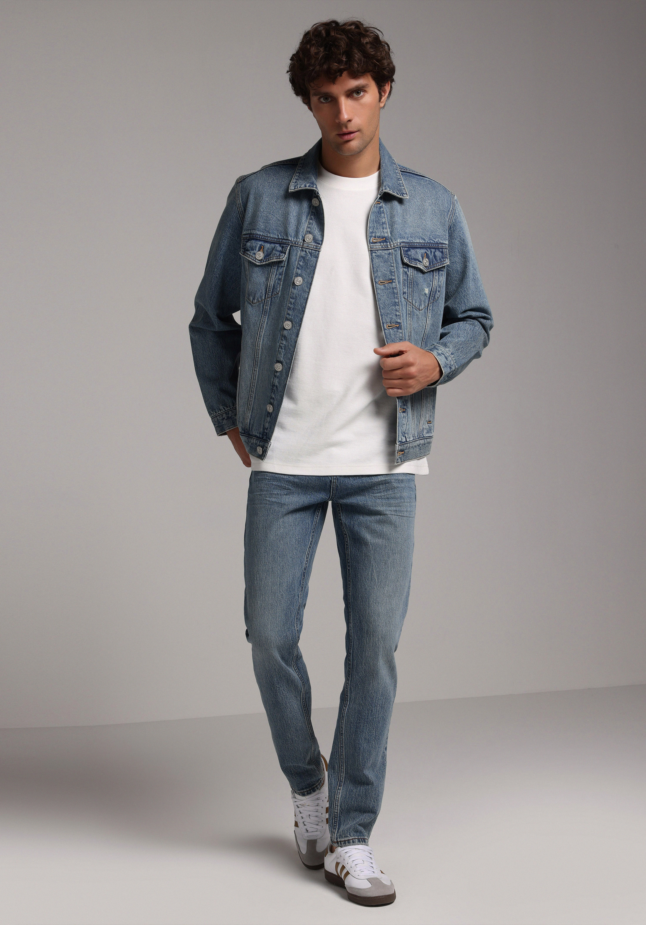 Straight Fit   Erkek Light İndigo Denim Jean Pantolon