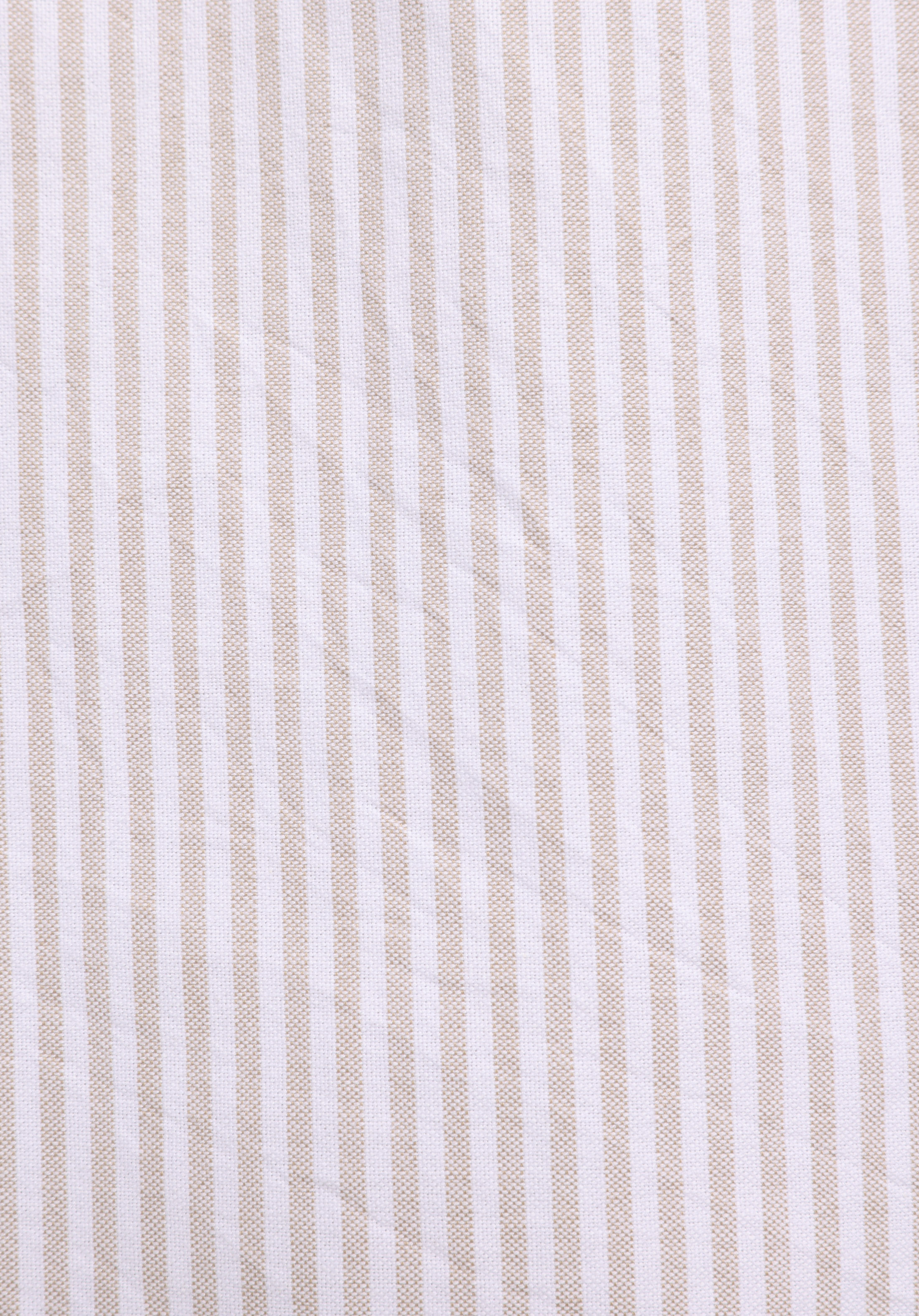 Regular Fit Shirt Neck Çizgili Erkek Bej Uzun Kol Gömlek