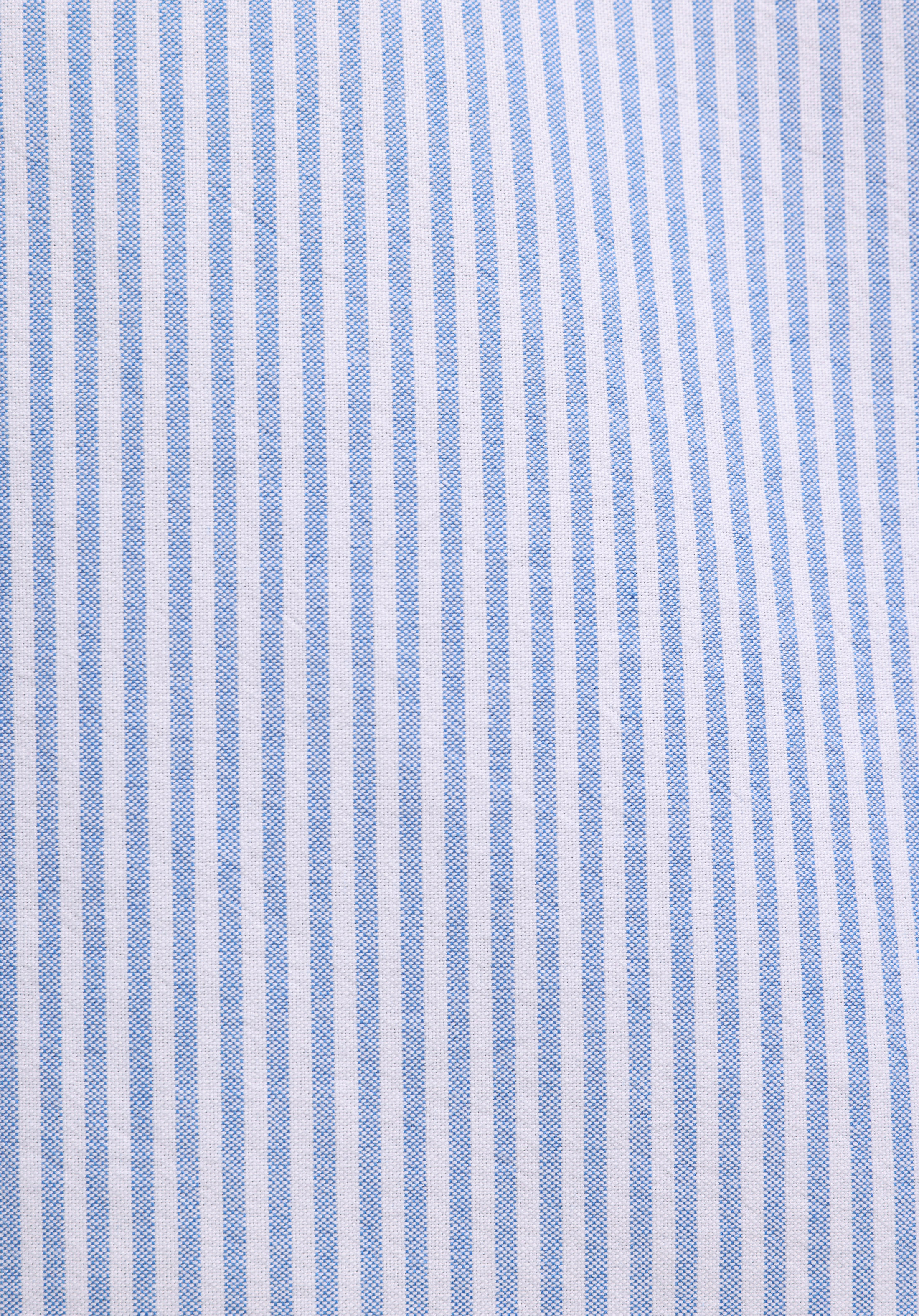 Regular Fit Shirt Neck Çizgili Erkek Mavi Uzun Kol Gömlek