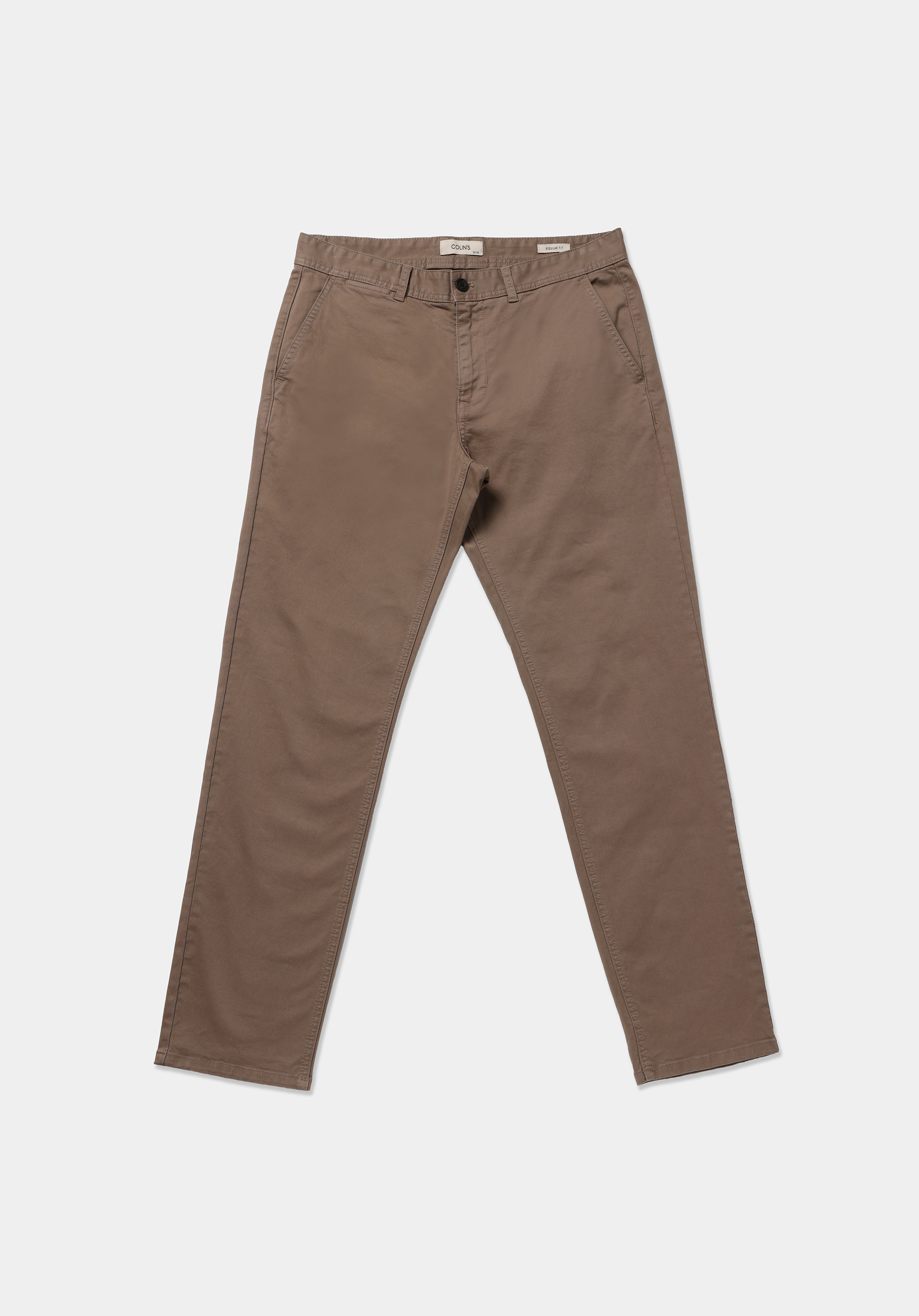 Regular Fit Orta Bel Düz Paça Erkek Bej  Pantolon