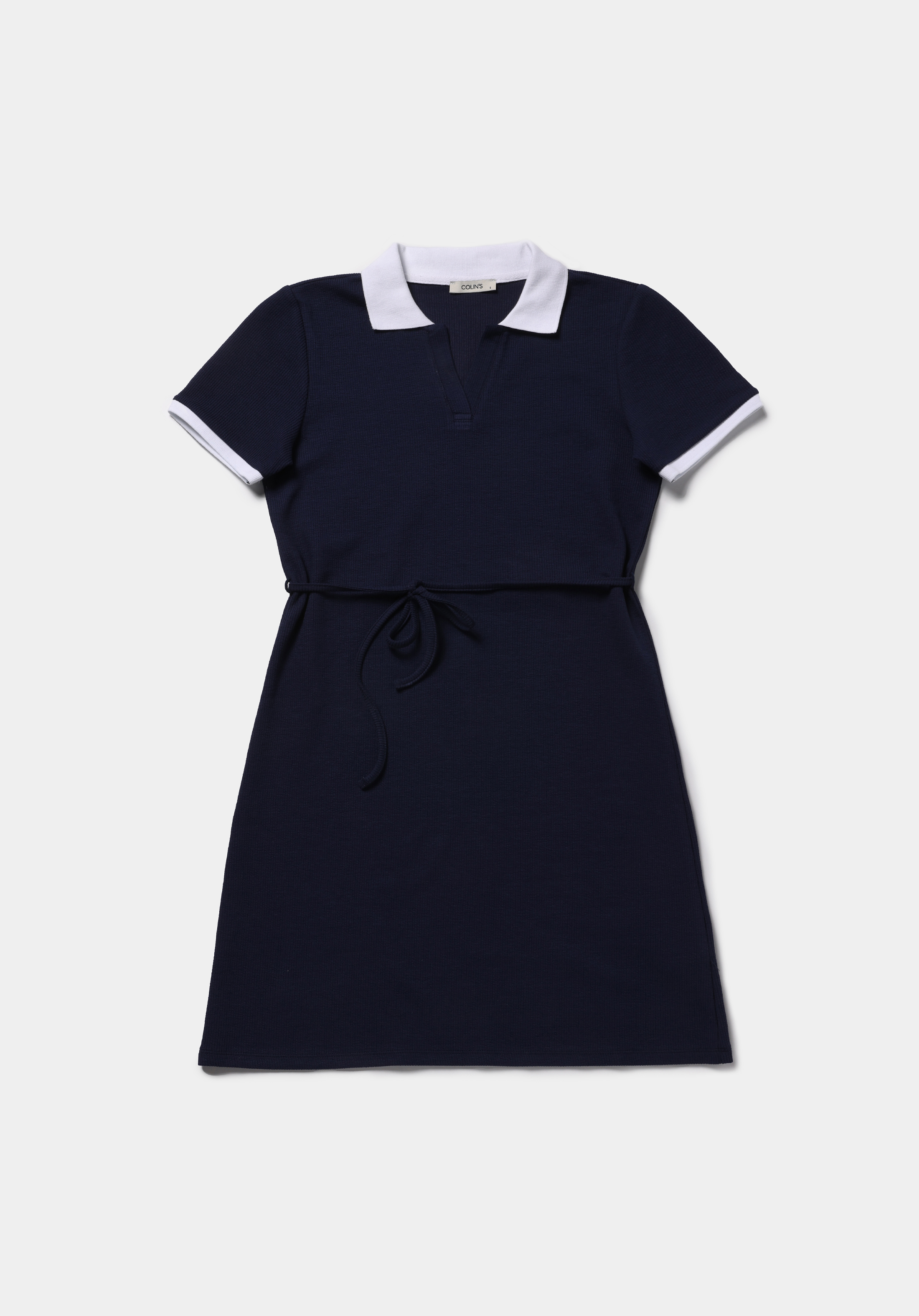 Regular Fit Düz Kadın Lacivert Kısa Kol Elbise