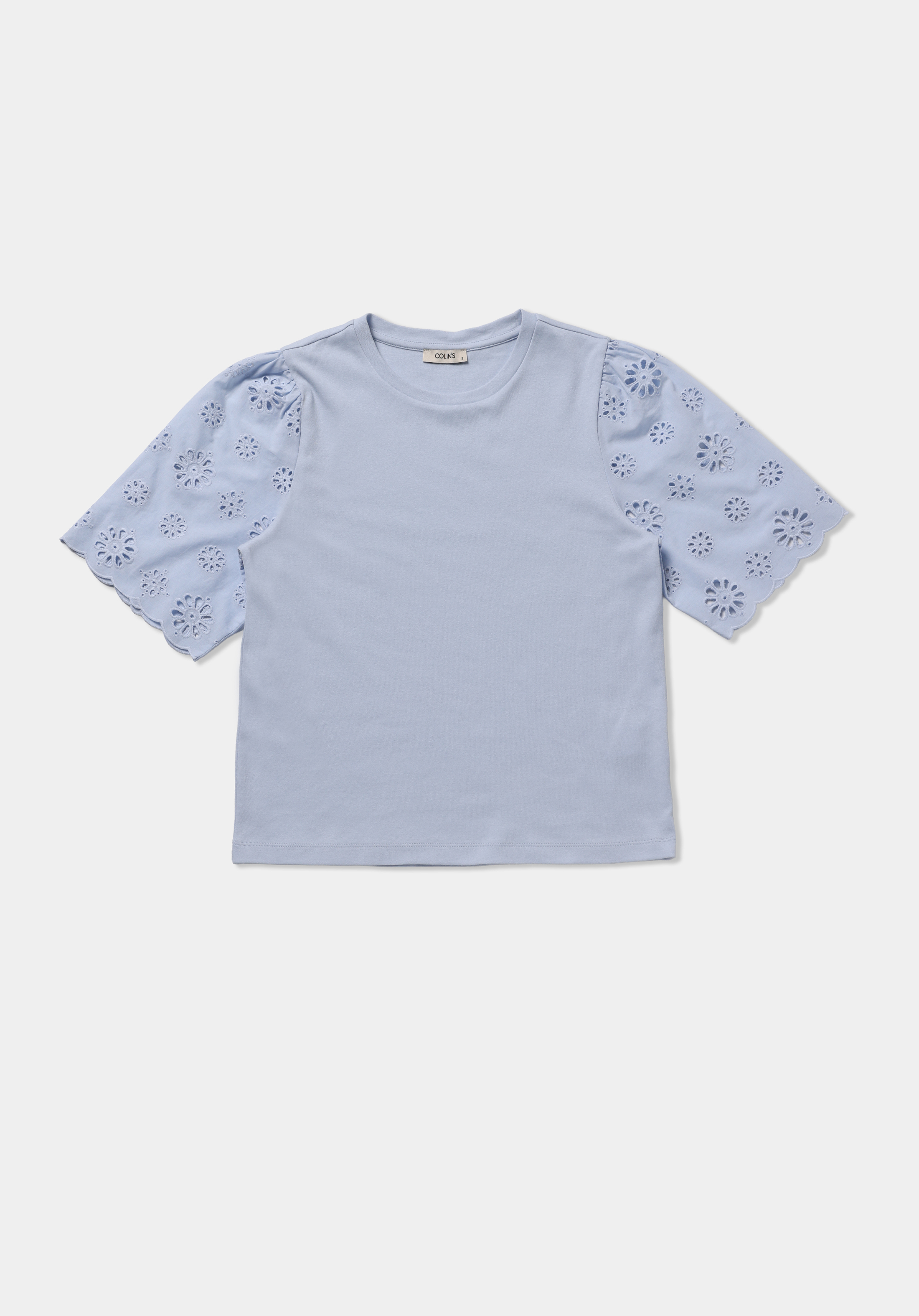 Regular Fit Yuvarlak Yaka Düz Kadın Mavi Kısa Kol Tişört