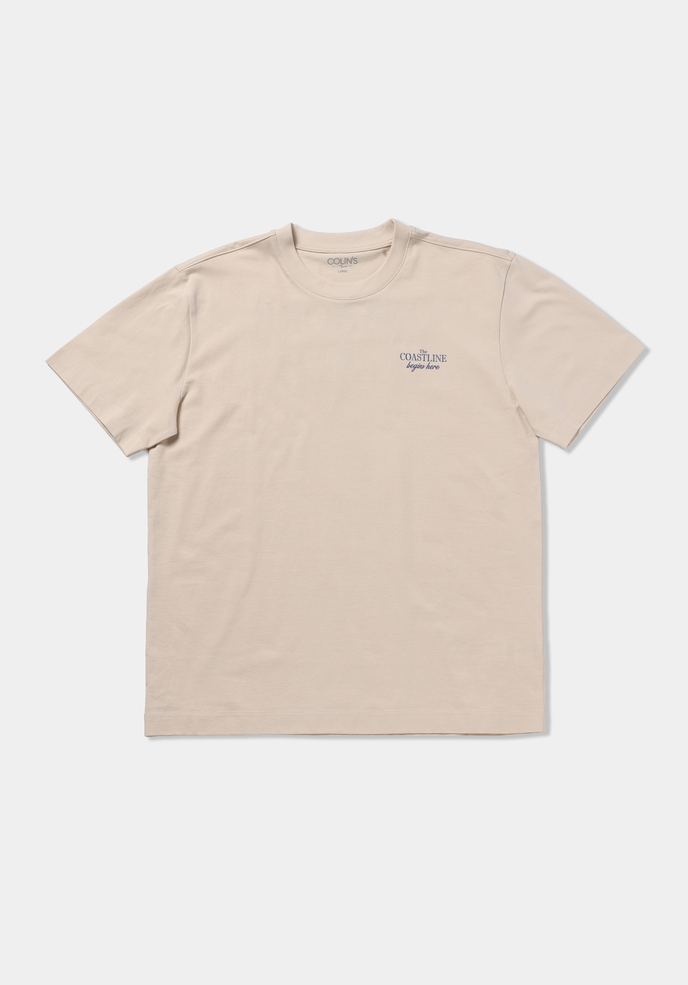 Comfort Fit Yuvarlak Yaka Düz Erkek Ekru Kısa Kol Tişört