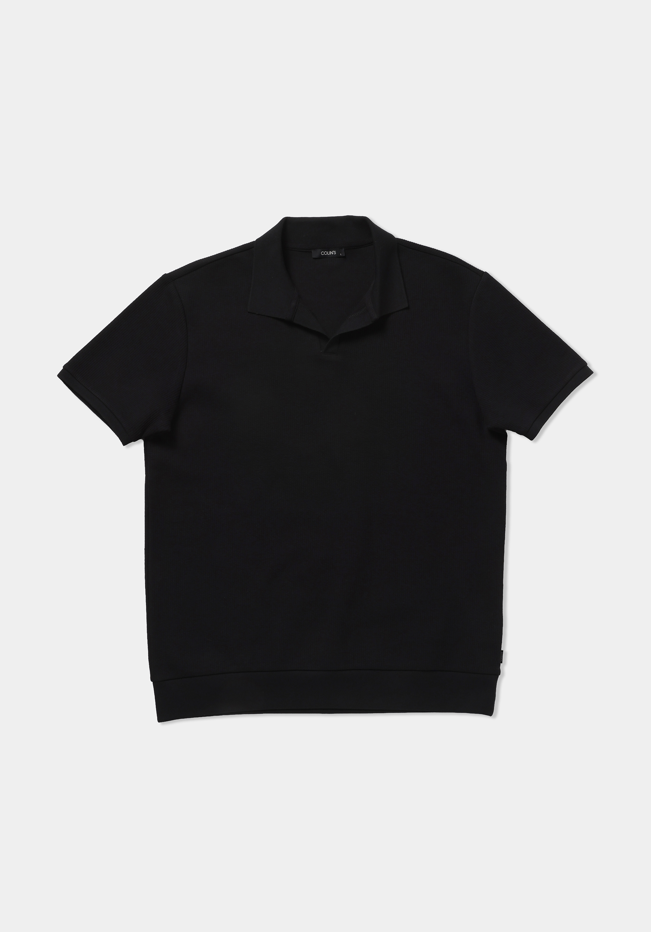 Regular Fit Polo Yaka Düz Erkek Siyah Kısa Kol Tişört