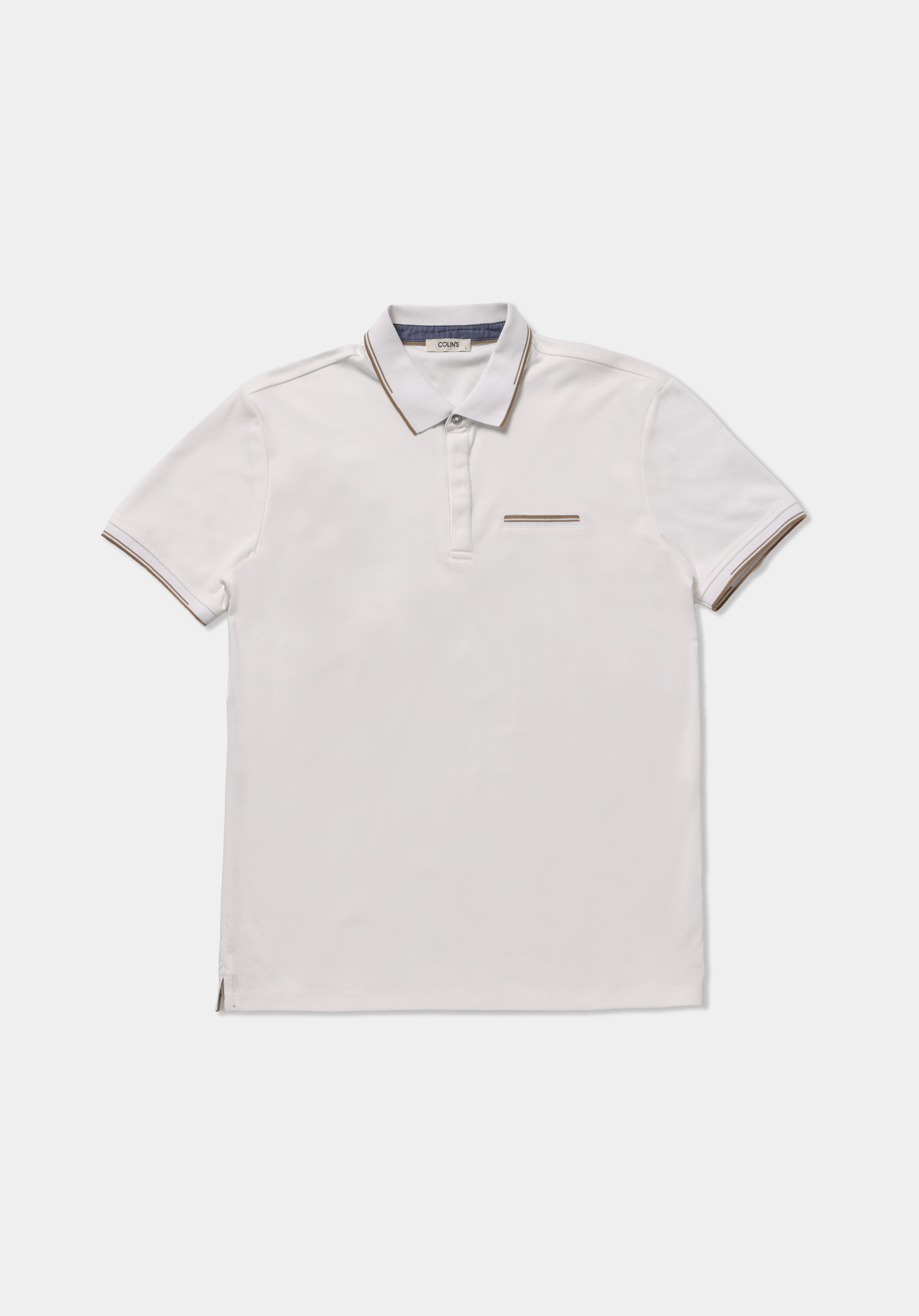 Slim Fit Polo Yaka Düz Erkek Beyaz Kısa Kol Tişört