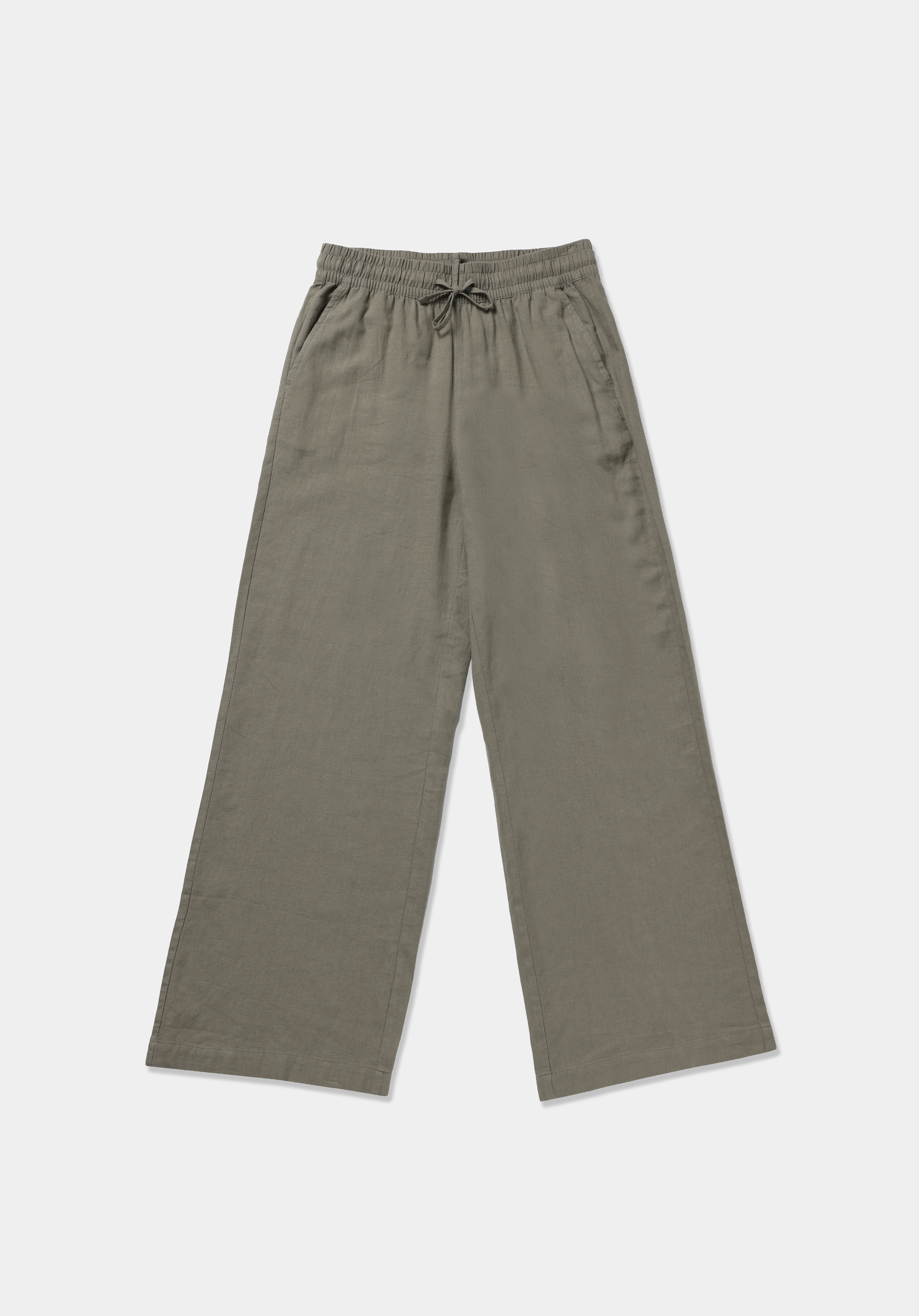 Regular Fit Yüksel Bel Geniş Paça Kadın Yeşil  Pantolon