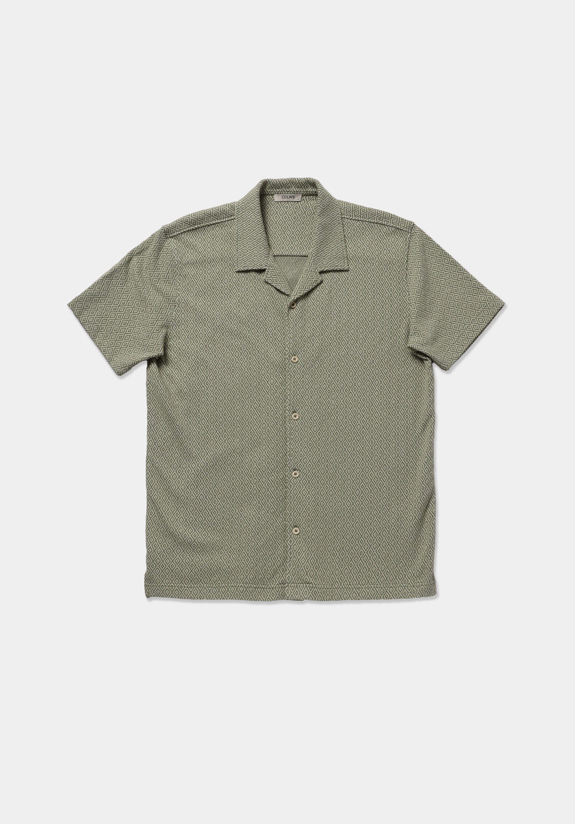 Regular Fit Shirt Neck Jakarlı Erkek Yeşil Kısa Kol Tişört