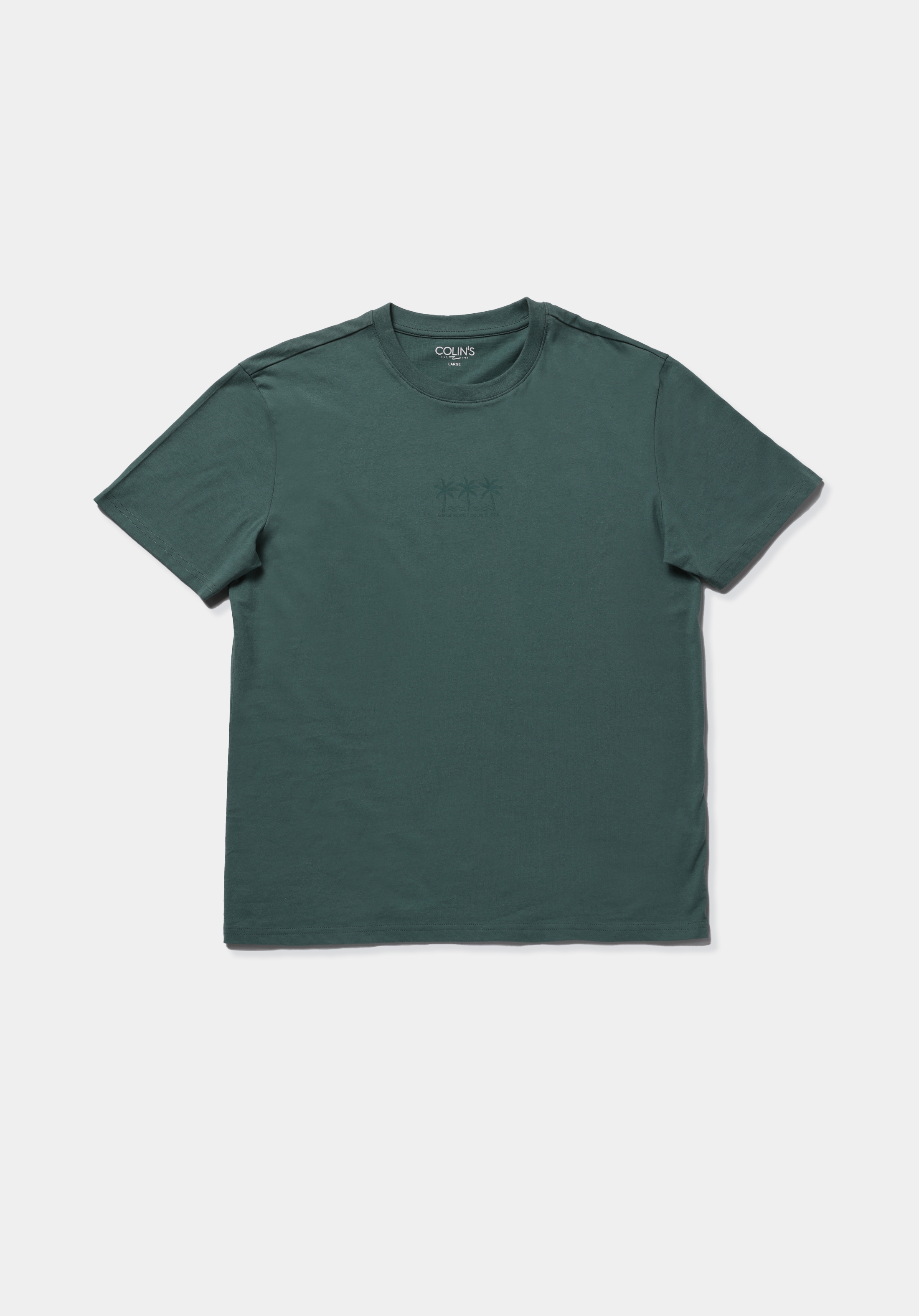 Regular Fit Yuvarlak Yaka Düz Erkek Yeşil Kısa Kol Tişört