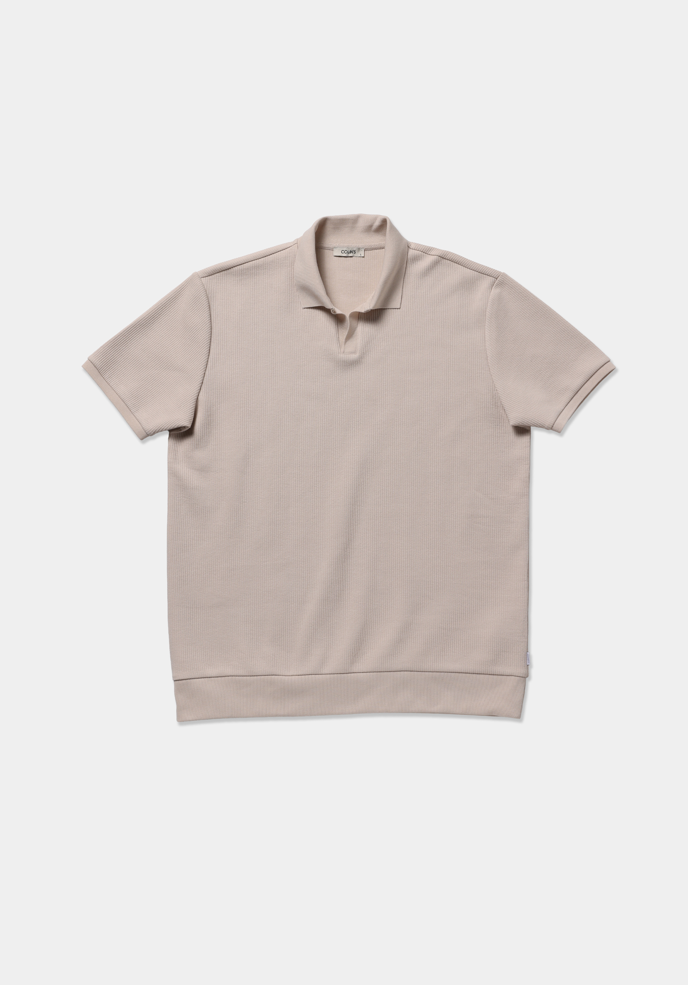 Regular Fit Polo Yaka Düz Erkek Bej Kısa Kol Tişört