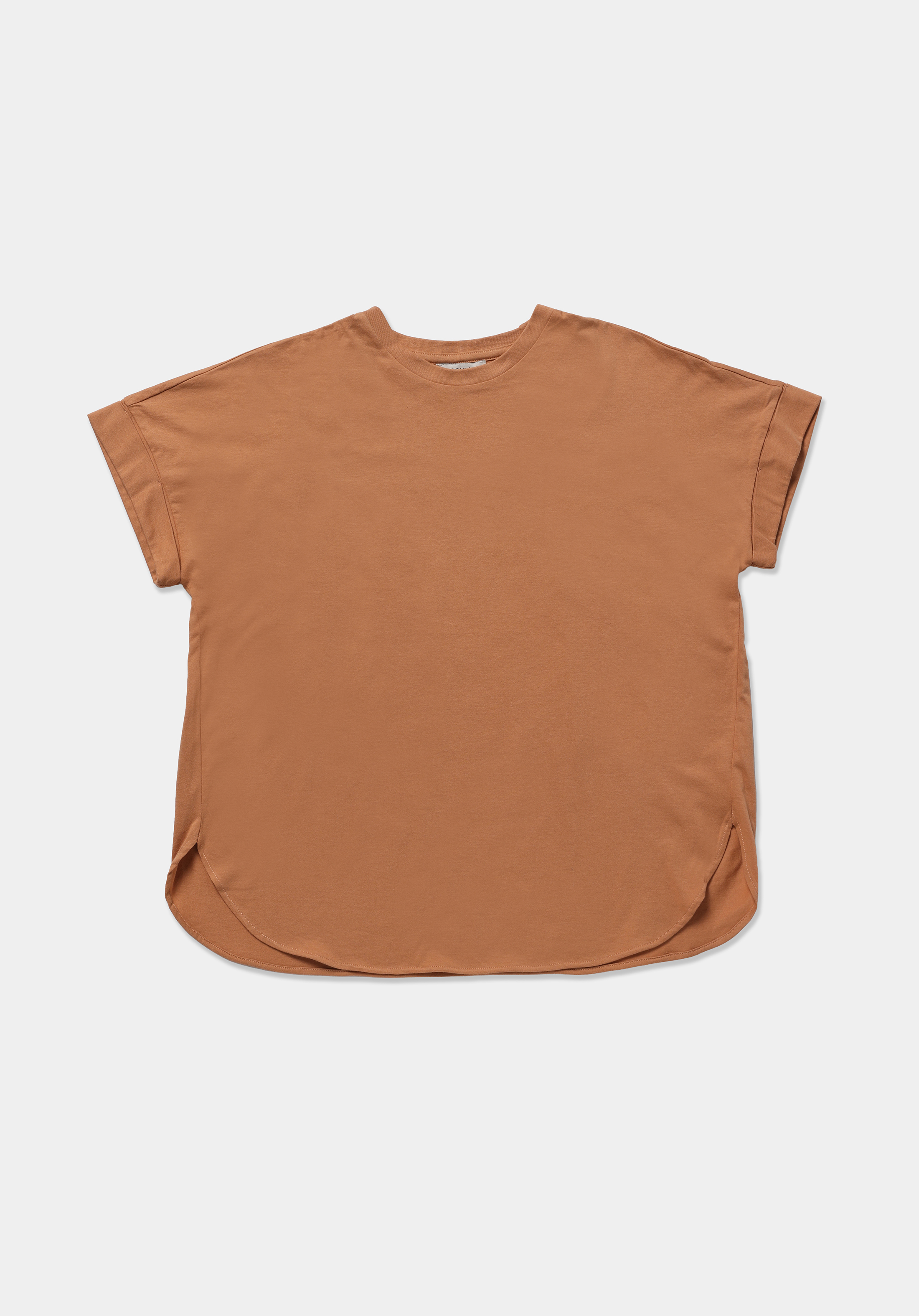 Regular Fit Yuvarlak Yaka Düz Kadın Turuncu Kısa Kol Tişört