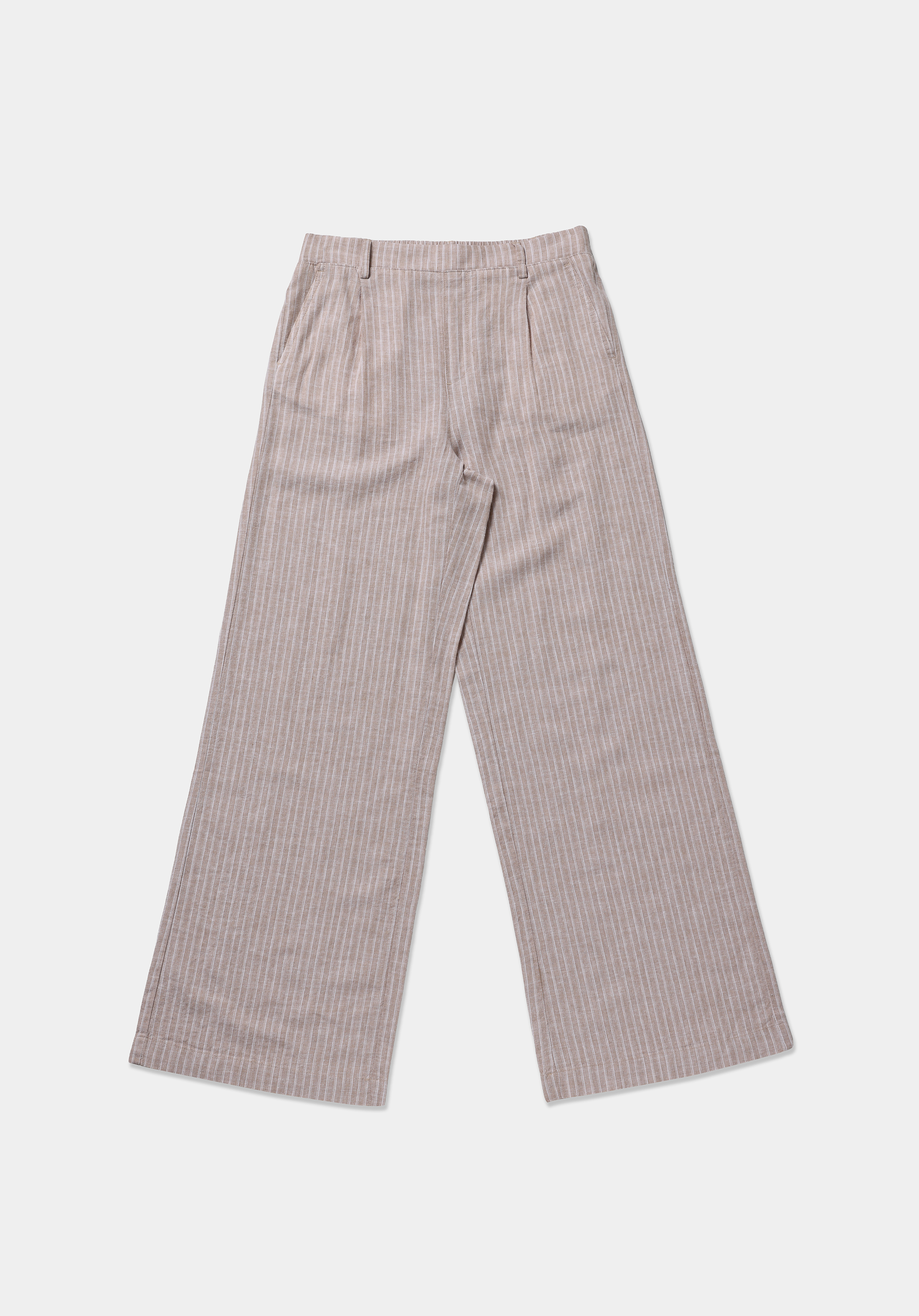 Straıght Fıt Düşük Bel Geniş Paça Kadın Bej  Pantolon